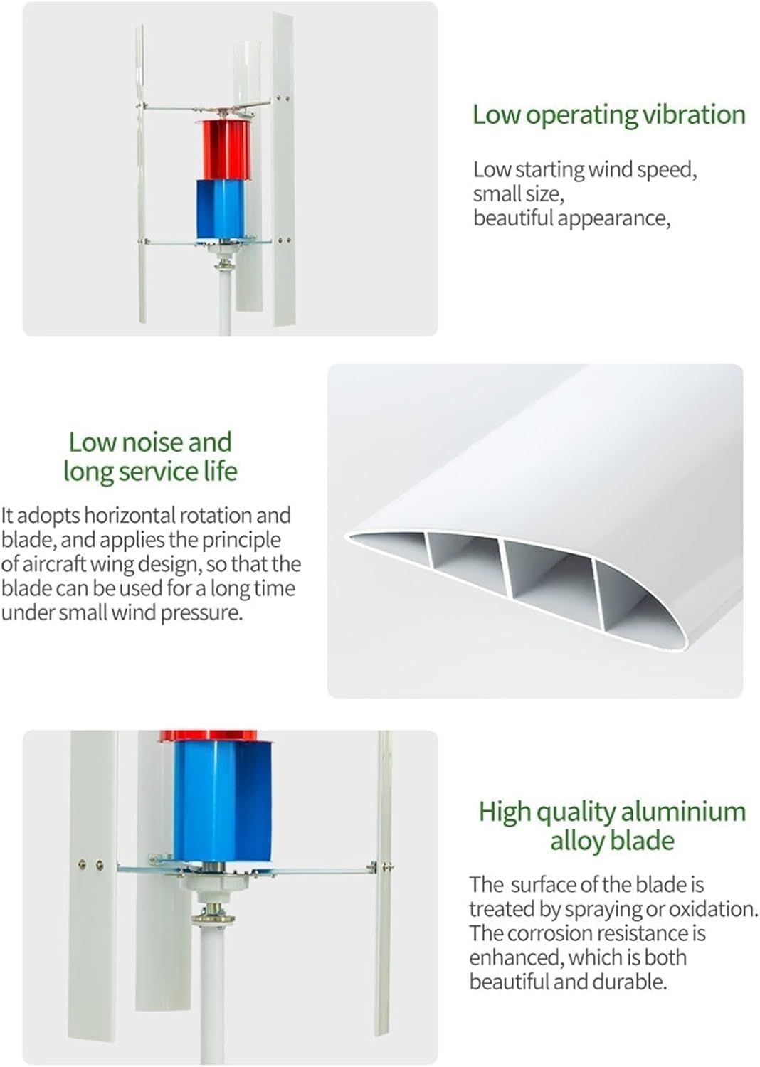 CAJUCA 3000W Vertical Axis Wind Turbine Kit Wind Turbine Generator + 2 * 100W Solar PV Panels + Wind and Solar Complementary Controller