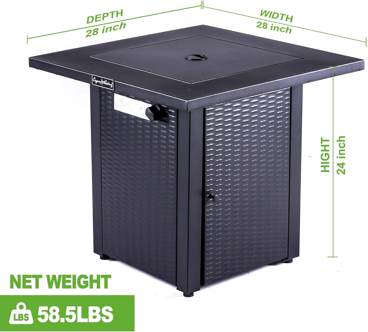 28in Outdoor Propane Fire Pit Table, 50,000 Btu Black Gas Firepit with Lid, Lava Stones Adjustable Flame – Etl Certified for Patio, Backyard, Deck (1 Doors)