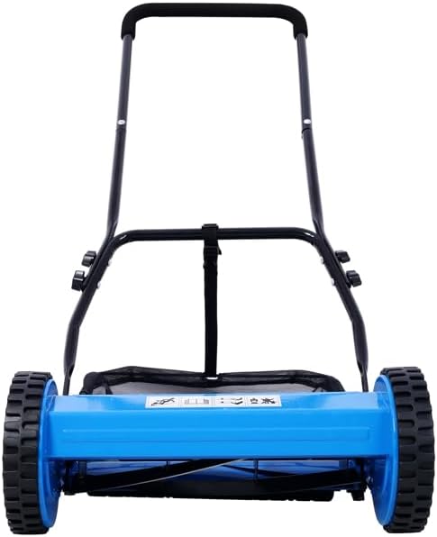 14-Inch 5-Blade Push Reel Lawn Mower with Grass Catcher - Manual Walk-Behind Mower, Adjustable 0.6