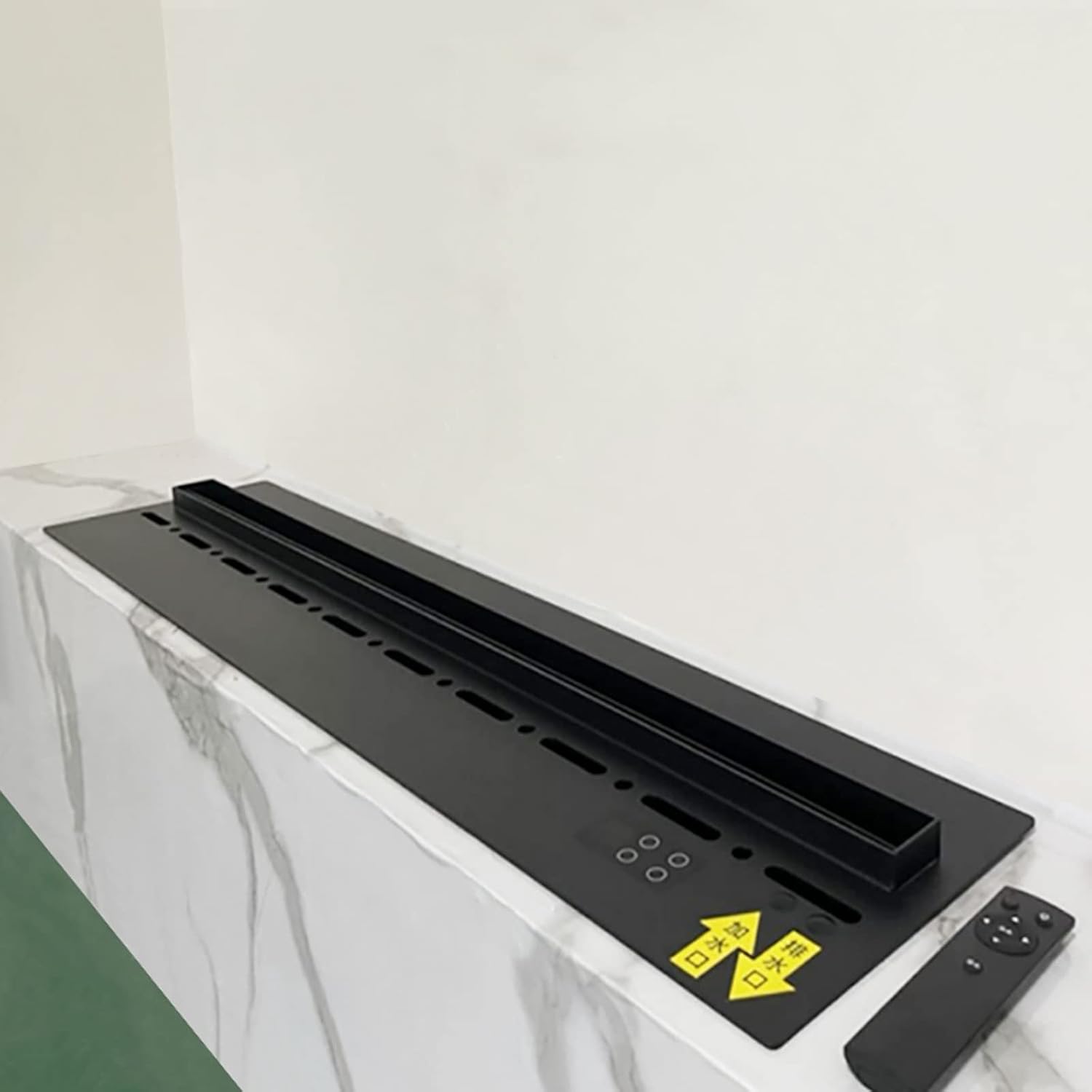 3D Water Vapor Fireplace with Humidifier Flame 47/59 Inches Fireplace Wall Mounted Silence Electric Fireplace Lifelike Flame Effect with Remote, Metal Panel, Automatically Add Water，Black(150cm)