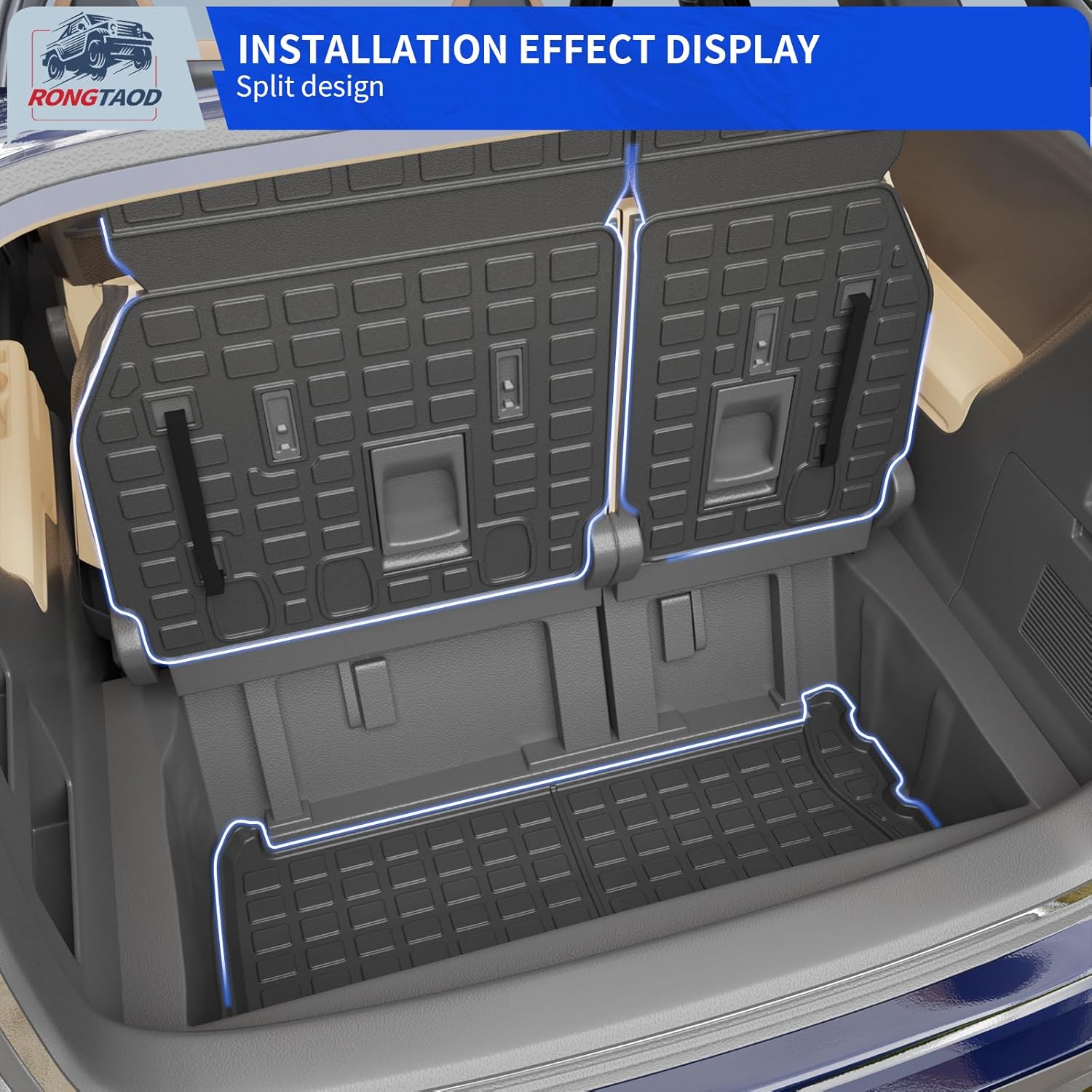 Rongtaod Cargo Mat Compatible with 2021-2025 2026 Toyota Sienna 7&8 Seats Cargo Liner Trunk Liner Trunk Mat 3rd Row Back Seat Cover All Weather 2024 Sienna Accessories (Backrest Mats+runk Mat)