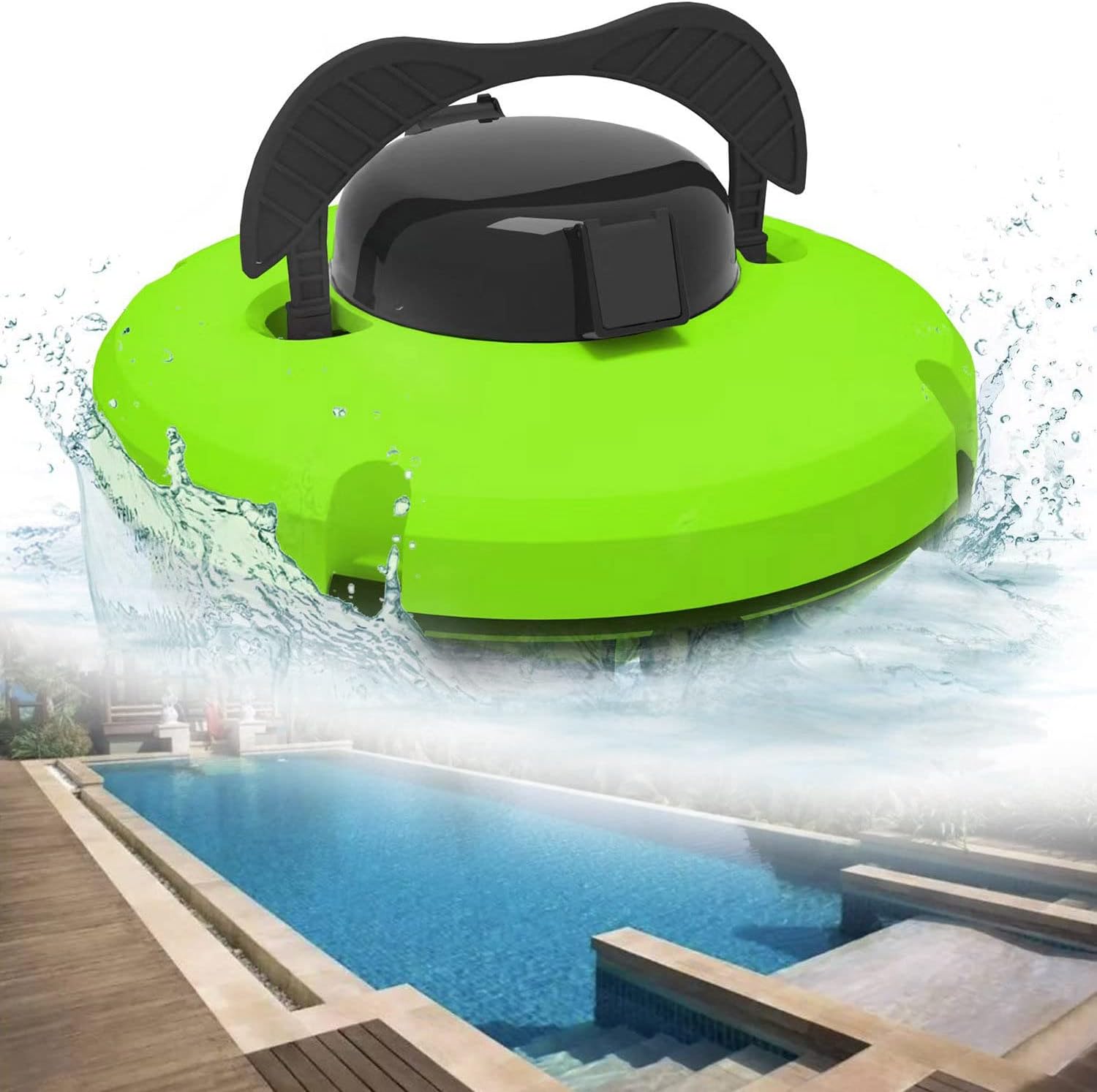 Cordless Robotic Pool Cleaner, Smart Pool Vacuum Lasts 120 Mins, Self-Parking,Dual-Motor, Ideal for Above/In-Ground Flat Pools up to 40 Feet,Green