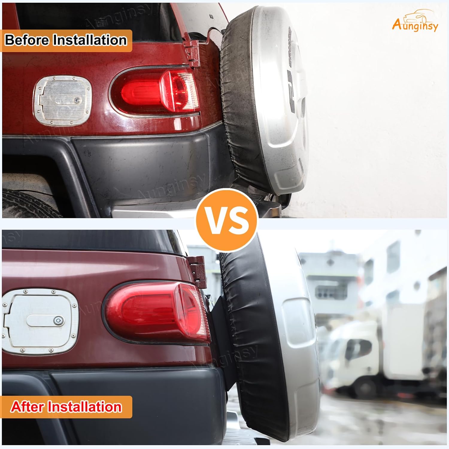 Aunginsy Car Spare Tire Carrier Mount Compatible with Toyota FJ Cruiser 2007-2021 Rear Spare Tire Height Increasing Bracket Rear Spare Wheel Heighten Holder Reinforcement Rack Replacement Accessories