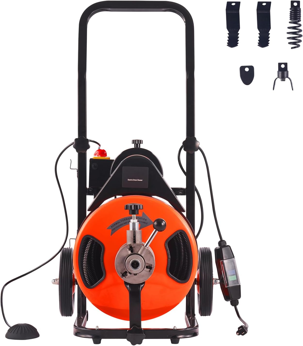 Happybuy Drain Cleaner Machine - 100 FT x 1/2 Inch, Auto Feed Sewer Auger with 4 Cutters & Air-activated Foot Switch, for 1