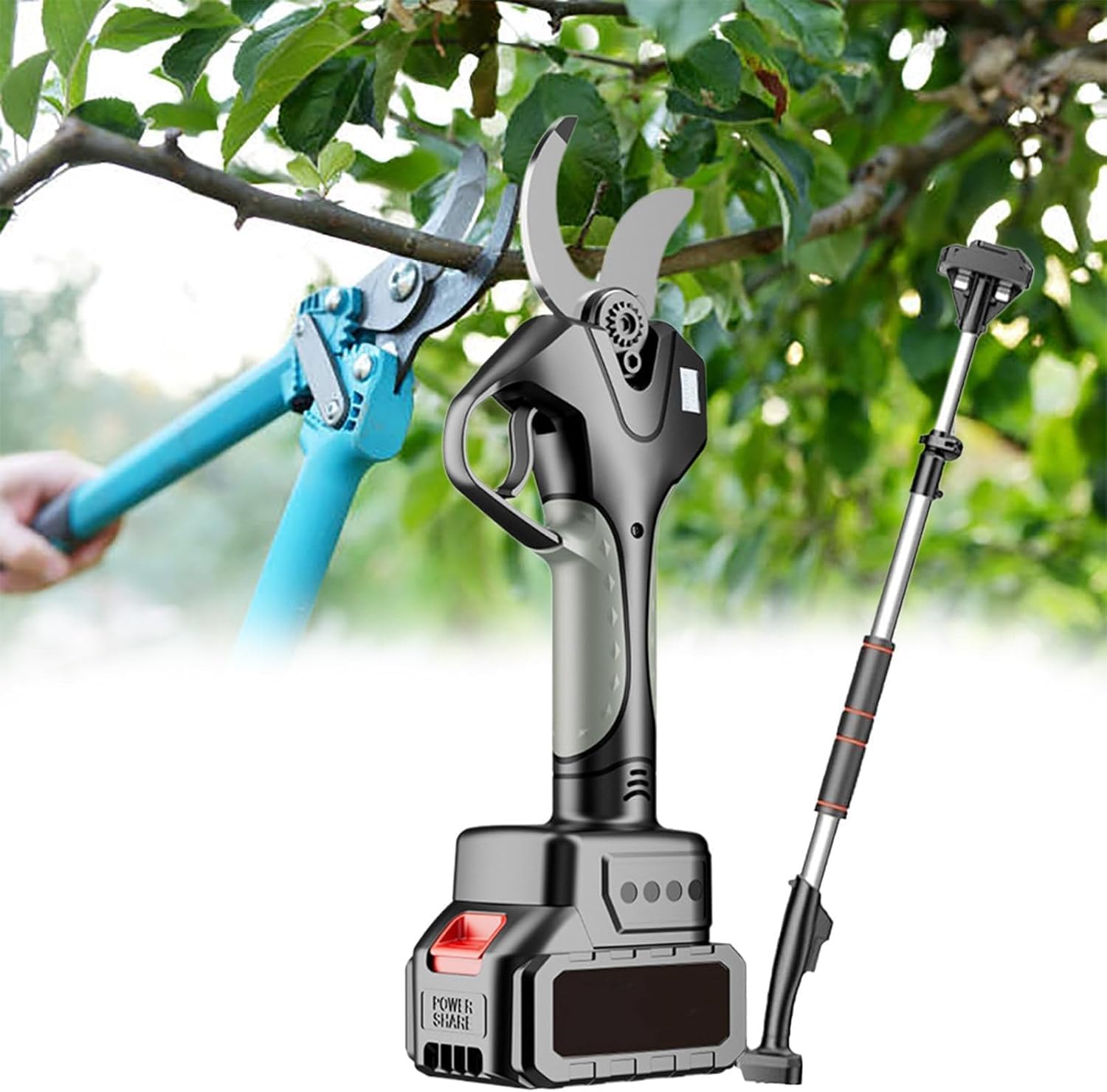 Brushless Electric Pruning Shears Cordless, Battery Powered Electric Pruner Tree Trimmer, with 2 Battery, Power Pruning Shear Branch Cutter for Gardening
