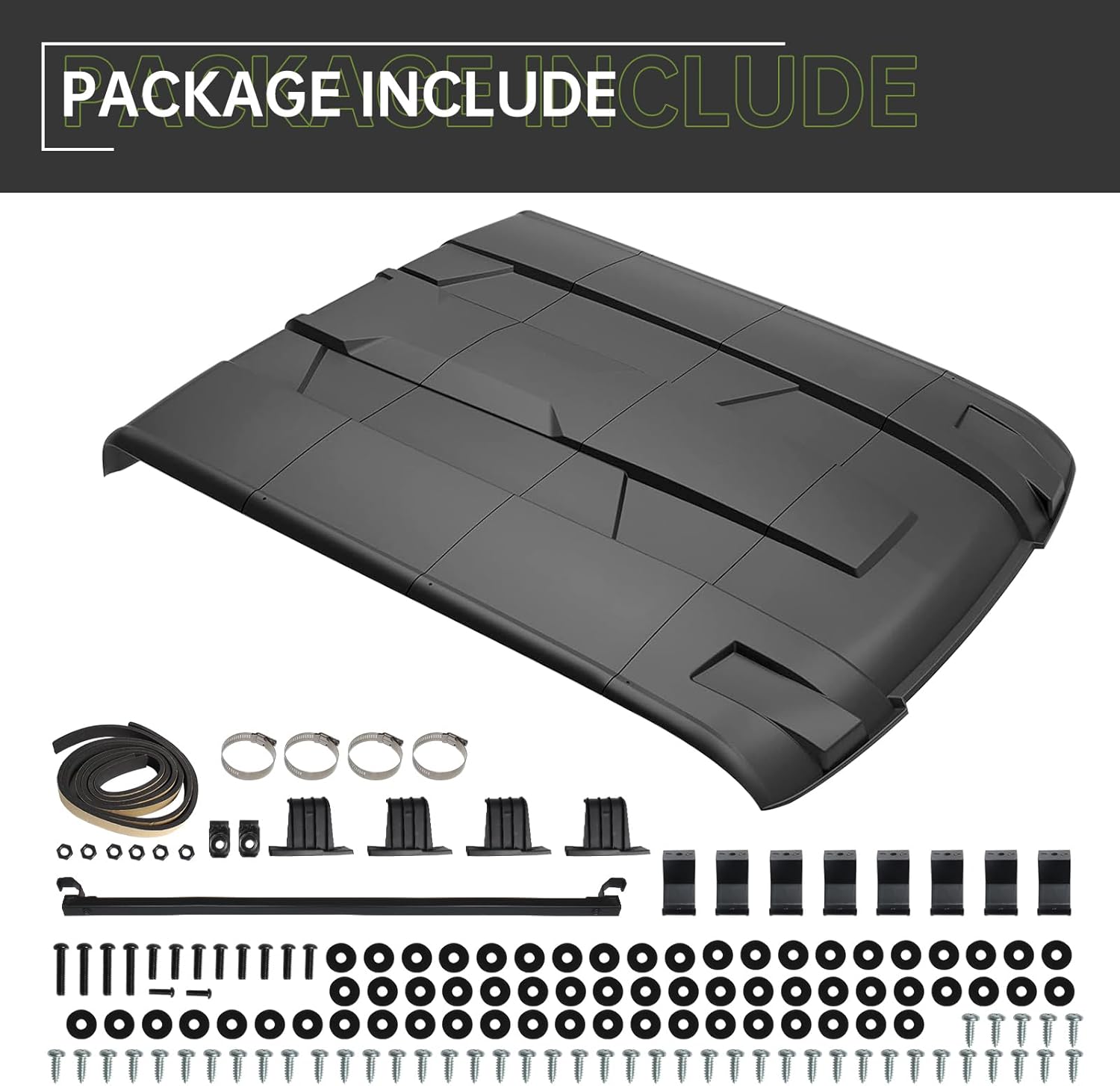 Roof Top for Ranger XP 1000 Crew, 4-Piece Combined Sport Roof Compatible with Polaris Ranger Crew XP 1000 2017-2024 Accessories Replace #2889223 Dustproof Resistant Hard Coat Poly Sun Visor