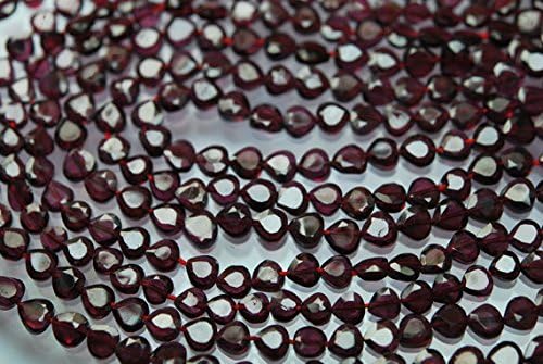 14 inches full strand,natural garnet faceted full drill heart shape beads,size 5mm