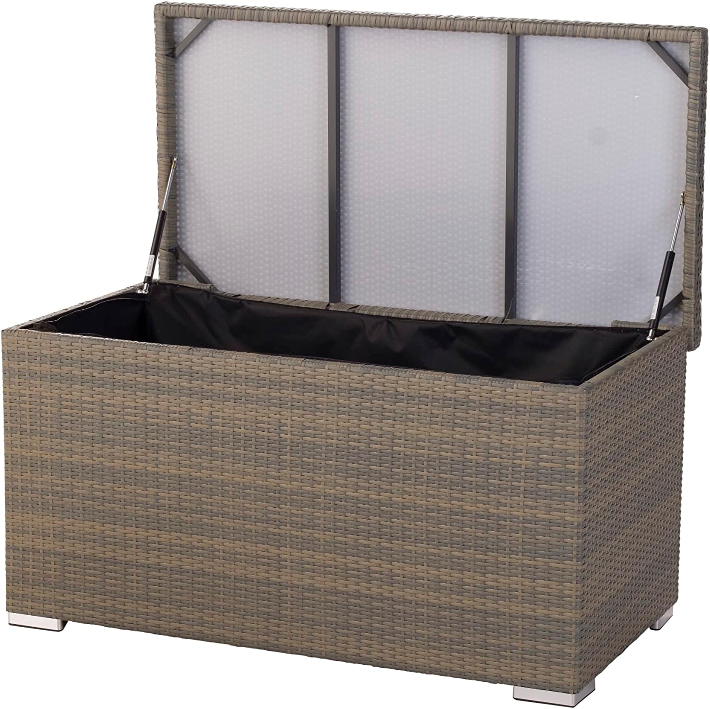 Alfresco Home 353-1816 Sicuro Medium Wicker Cushion Storage w/Hydraulic lid Deck Box, Taupe