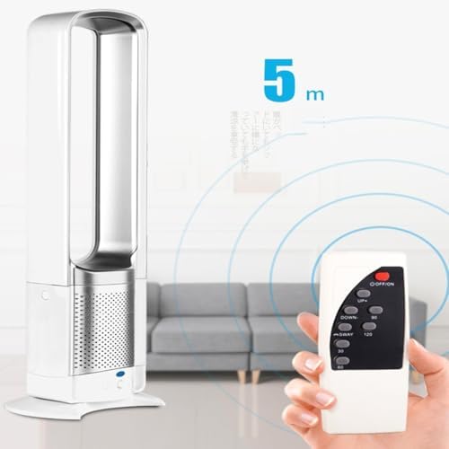 Tower Fan for Bedroom, Bladeless Fan, Oscillating Fan with Remote, Easy to Clean, Bladeless Tower Fan for Bedroom, Kitchen, Office (Air Circulation Fan, air Conditioning Fan)(Gold)