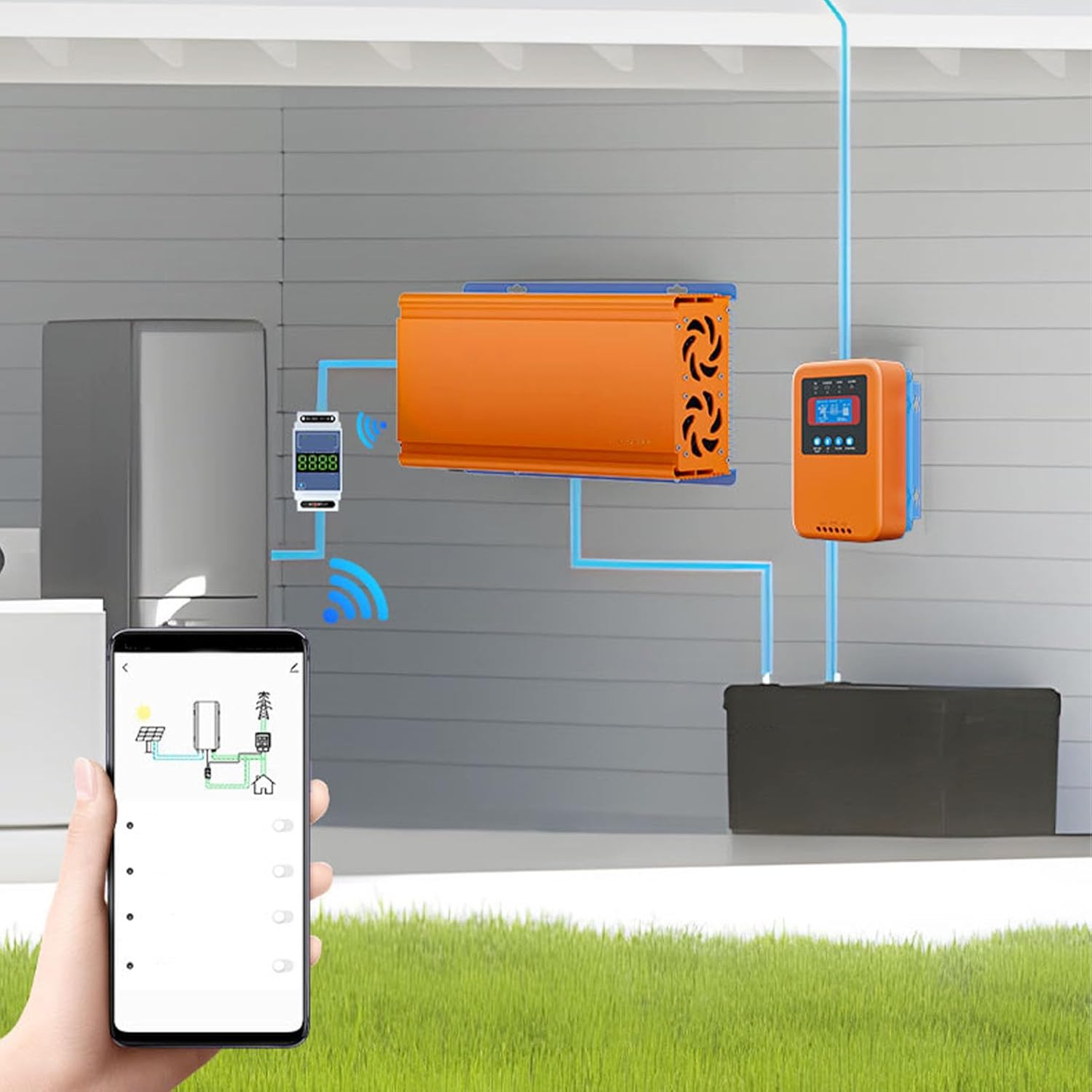 Fafeicy 1000W Grid Tie Solar Power Inverter, with APP Monitoring MPPT Technology, for RV and Household Use 22-50V DC Input 48-62Hz Frequency (120V)