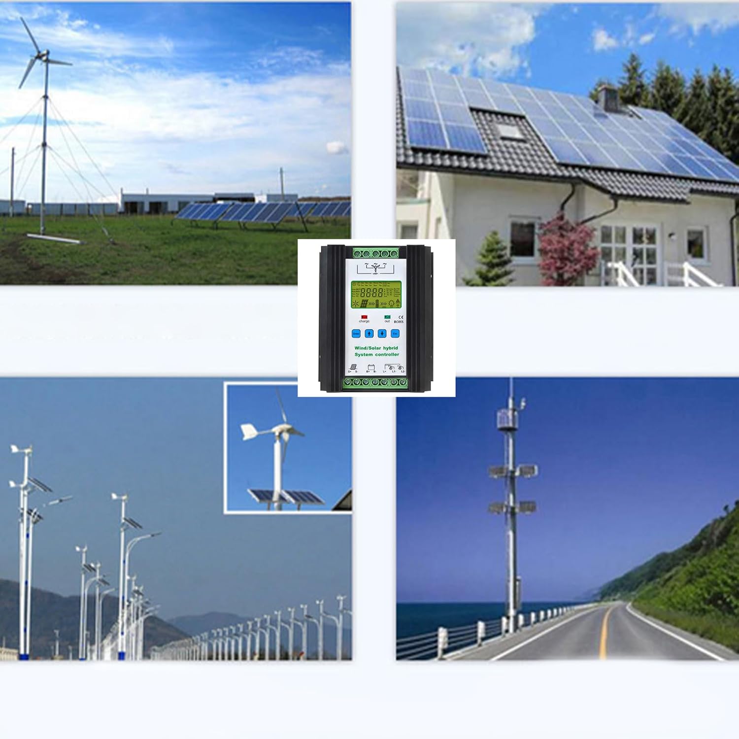 12000W Solar Hybrid MPPT Charge Boost Controller,24V/48V Wind Turbine Generator Solar Charger Equipped with LCD Display Screen for Wind Generator Solar Panel ,48V