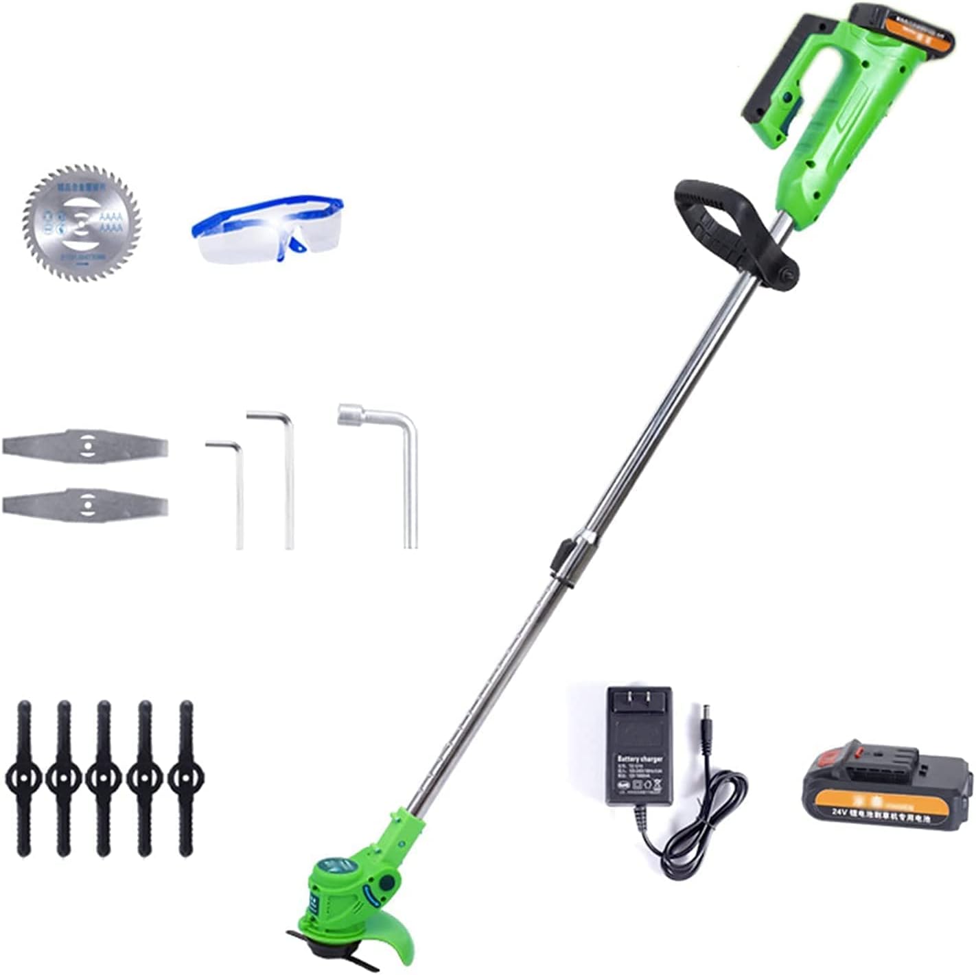 Electric Lawn Mower 21V Portable Battery Electric Rotary Lawn Mower with U-Handle Rechargeable Lightweight Telescopic Garden Weeding Tools 1 Battery G