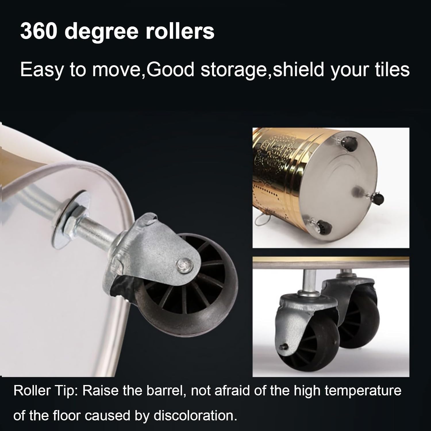 Stainless Steel Incinerator Household with Wheels Stainless Steel Outdoor Burning Barrel Easy to Move Outdoor Fire Pit for Cleanup of Backyard Burning Leaves(Silver,31.5 * 26 cm)