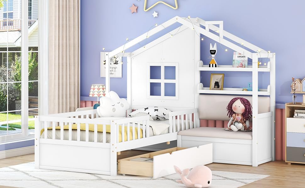 Twin Daybed Frame with Trundle and Charging Station, Upholstered Velvet Daybed with USB Ports and Storage Pockets, Solid Wood Slats Sofa Bed for Living Room, Guest Room, Apartments White (Product F)