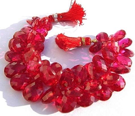 13 inch natural beads strand of 9x6-13x10mm faceted pear red corundum quartz gemstone briolletes beads for DIY jewelry - necklace, bracelet, earring, ring.