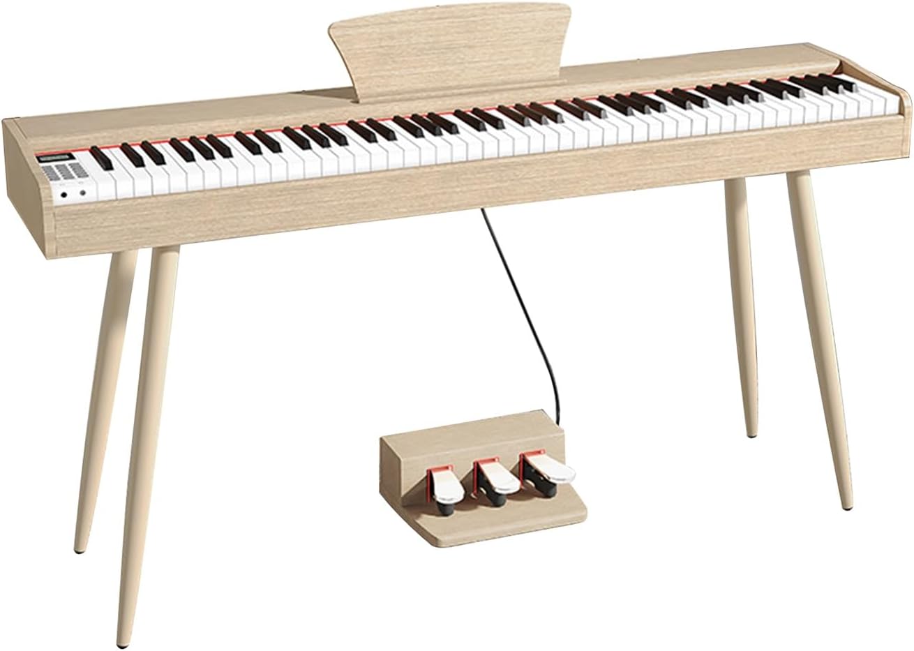 Digital Piano With 88 Hammer Action Weighted Keys Support USB-MIDI & Dual Headphones Electronic Piano For Beginners Professional With Music Stand, Triple Pedal(Beige)