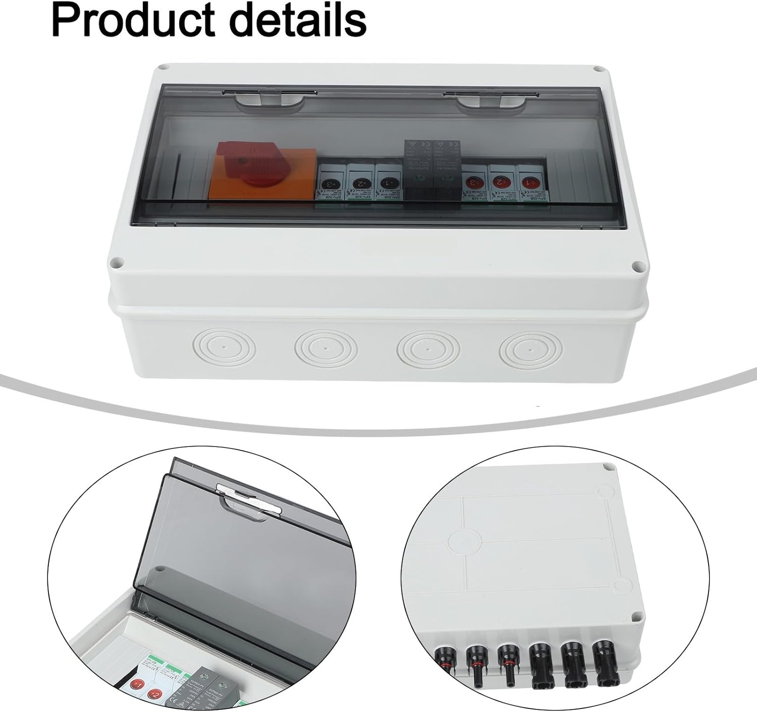 1000V 3 in 1 Out PV Combiner Box for 3 String Solar Photovoltaic Array, IP65 Waterproof Solar Power Accessory with DC MCB, Fuses and Isolating Switch for Residential Rooftop PV Systems