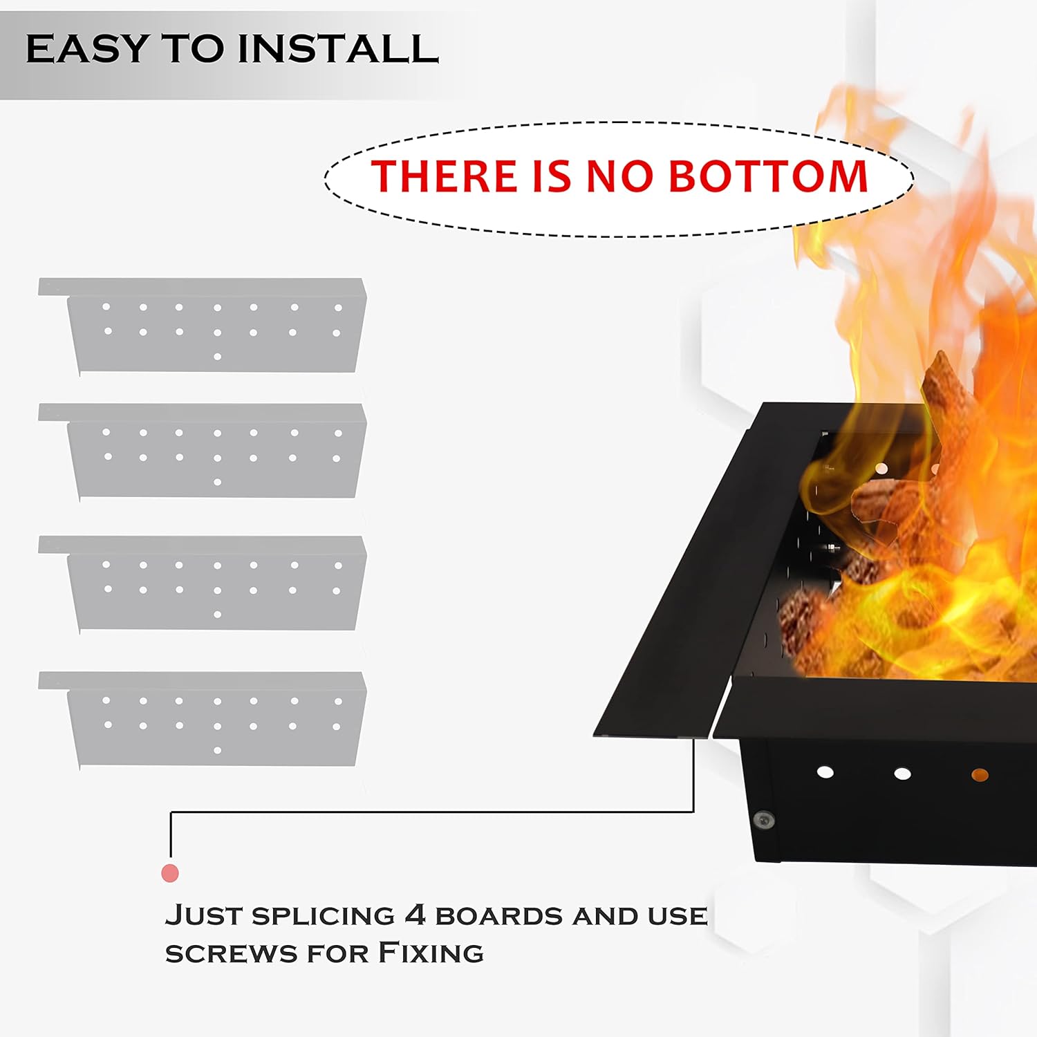 Simond Store Square Fire Pit Insert Ring Liner, Outdoor Heavy Duty 1.5mm Steel, 24 Inch Inside Diameter, 32 Inch Outside Diameter, for Wood Burning Fireplace Camping and Bonfire