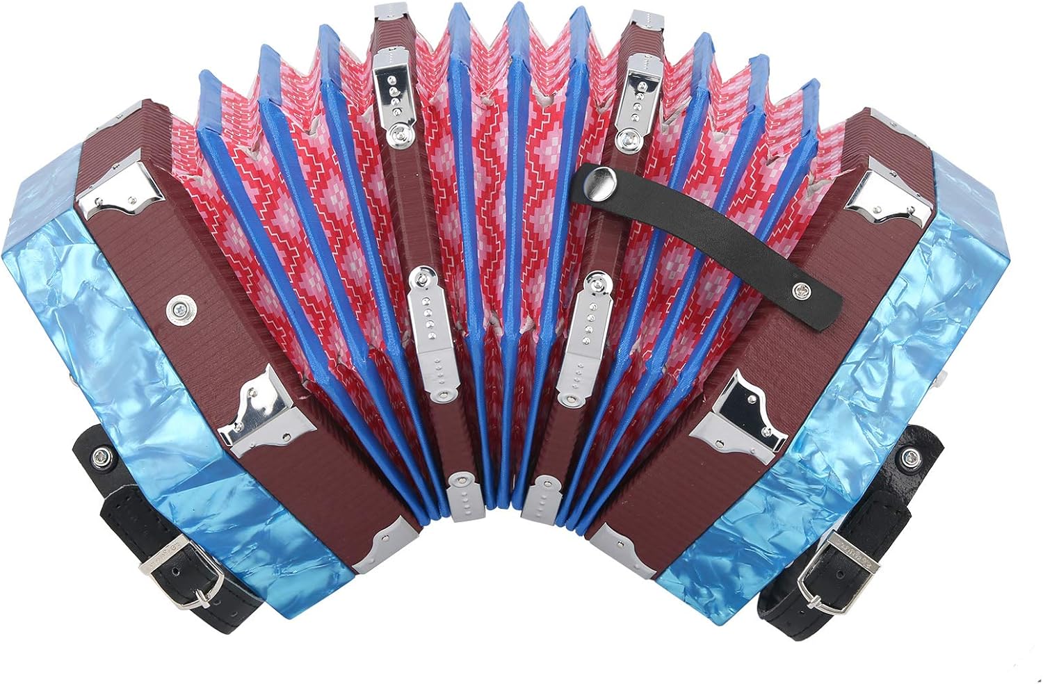 Concertina Accordion Portable Professional Musical Instrument Hand Piano for Adults Students Beginners Performance (Sky Blue)