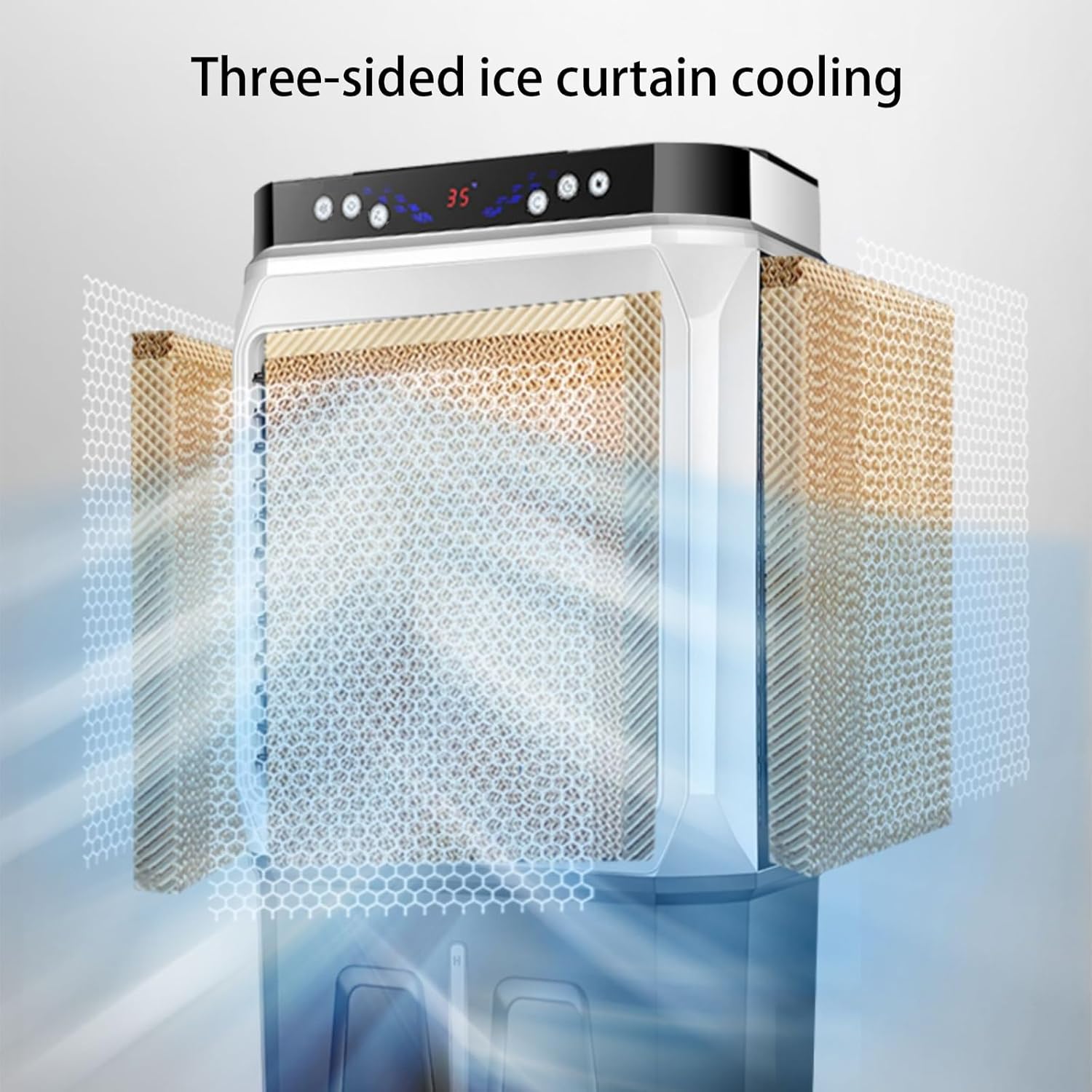 Portable Air Conditioners, 3-IN-1 Swamp Cooler with Wheel and Water Tank, Powerful Air Cooler for Room Garage Patio Basement