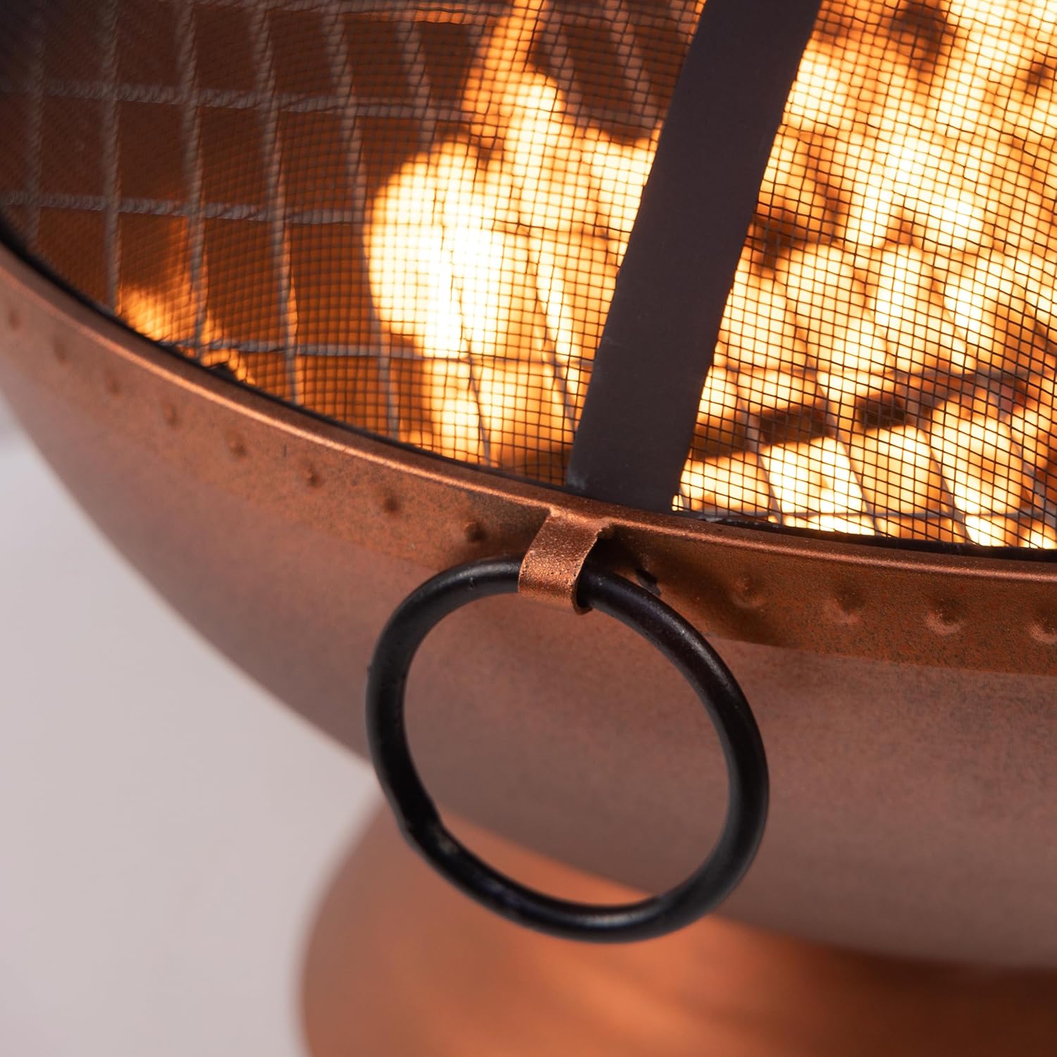 31 Inch Round Wood Burning Steel Fire Pit with Spark Screen - Outdoor Firebowl with Log Poker - Heavy Duty and Portable Firepit with Handles - Fire Bowl for Patio Camping Backyard