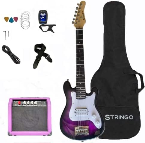 Purple 30 Inch Kids Electric Guitar Beginner Kit, Set Includes 20W Amplifier 3 Picks, Shoulder Strap, Tuner, Bag Case