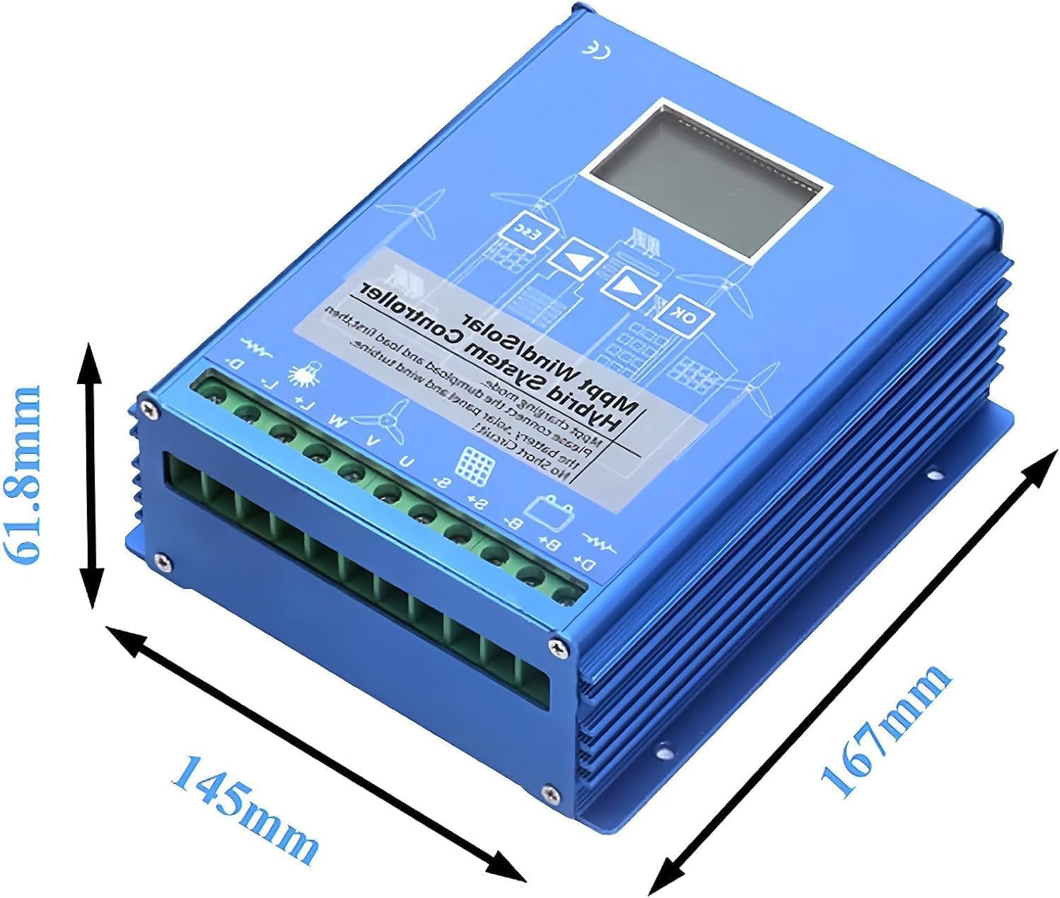 CAJUCA Wind Solar Hybrid Charge Controller 12000W Regulator MPPT Wind Solar Hybrid Boost Controller for Wind Turbine Generator
