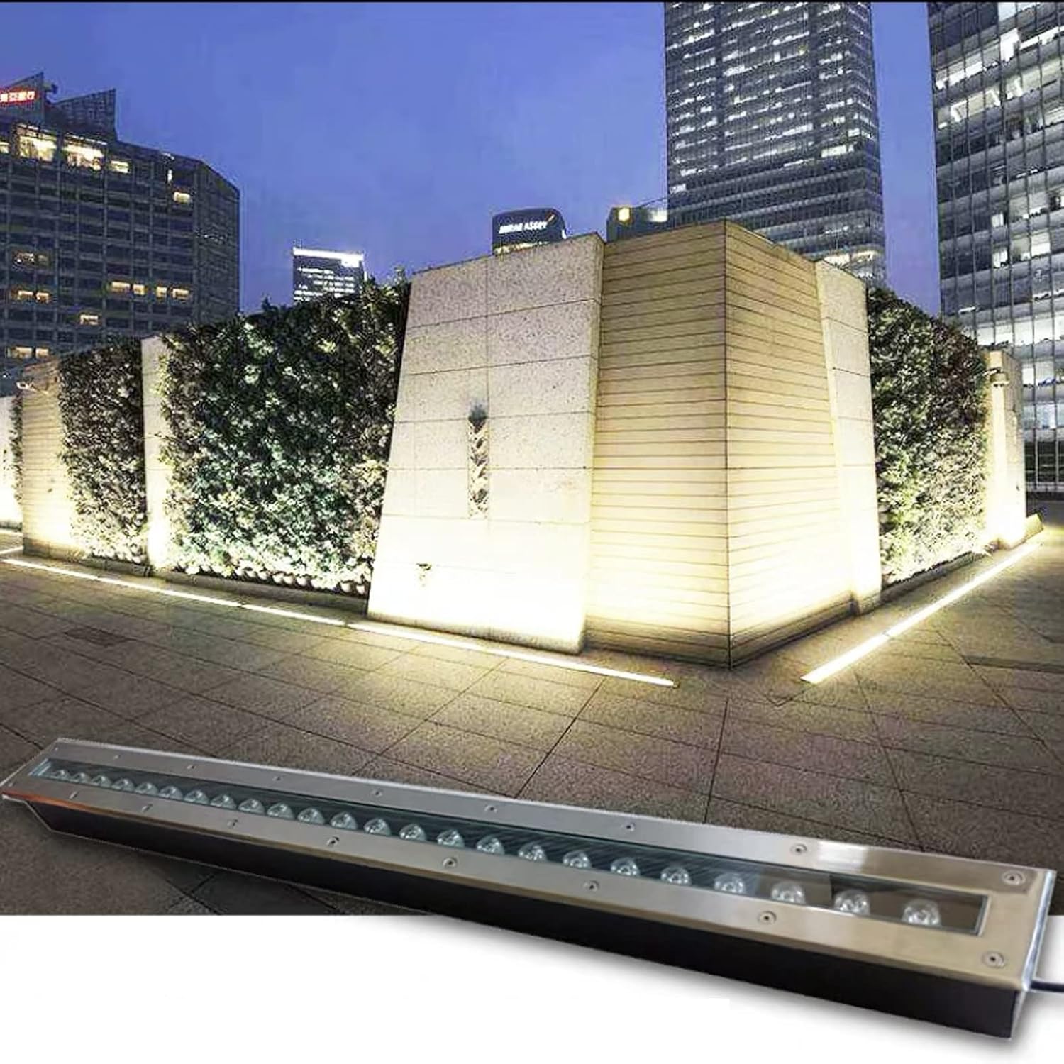 Long Strip Shape Buried Light Recessed LED Floor Lamp Stainless Steel Outdoor IP67 Waterproof Underground Light for Pathway Garden Bridge (Color : White, Size : 24W-AC85-265V)