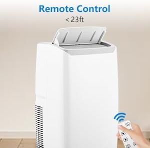 14,000 BTU 4 - in - 1 Portable Air Conditioner: Cools 750 Sq.Ft Quietly. Dehumidifier, Fan, Sleep Mode. Remote & 24H Timer for Bedroom Comfort,White