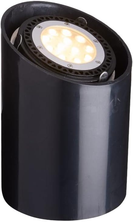 VOLT Ground Hog 12V Black PVC In-Ground Well Light with 9W 2700K Warm White PAR36 LED Bulb (900 Lumens) for Low Voltage Landscape Lighting in Yard, Lawn, Turf, Mulch, Garden or Flower Bed
