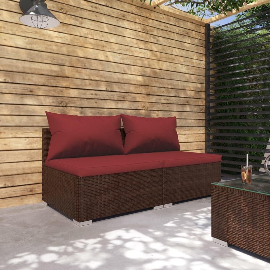 Garden Lounge Set Brown, Cinnamon Red 2-Piece Outdoor Patio Furniture, Weather-Resistant Rattan Conversation Seating for Balcony, Deck, Backyard