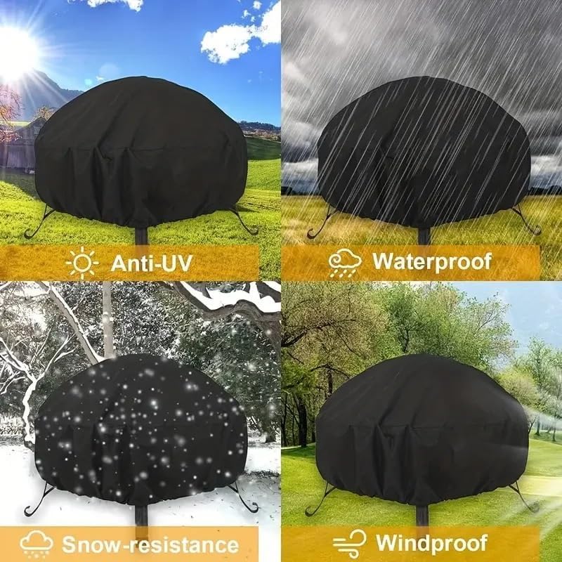 Pool Accessories Pool Cover 1pc Fire Pit Cover with Drawstring - Heat and Stain Resistant BBQ Grill Cover for Outdoor Protection