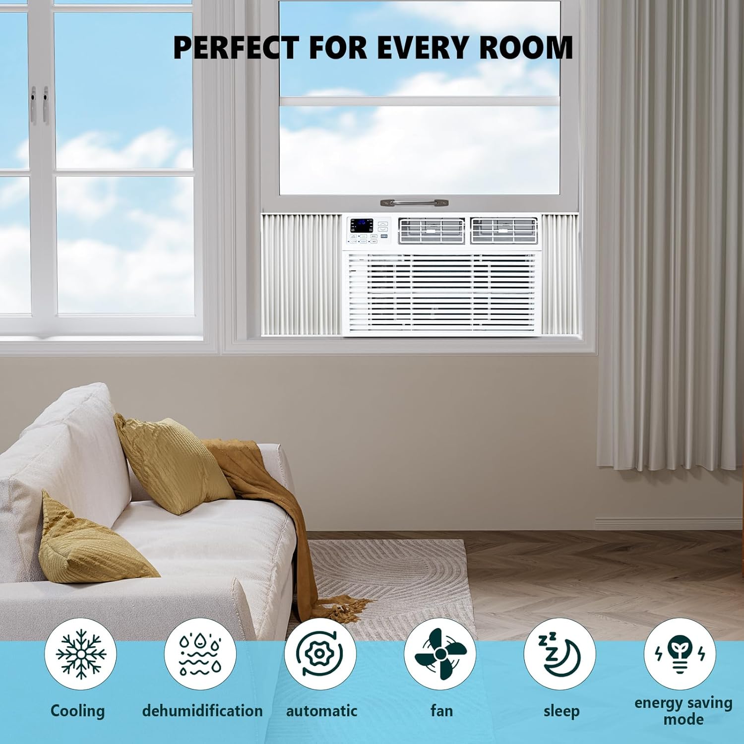 Window Air Conditioner, 12000 BTU Window AC Unit, Cooling Room 550sq.ft, Fast Cooling, 24H Timer, Dehumidifier Mo, Energy Saving, Remote Control for Living Room, Bedroom, Office