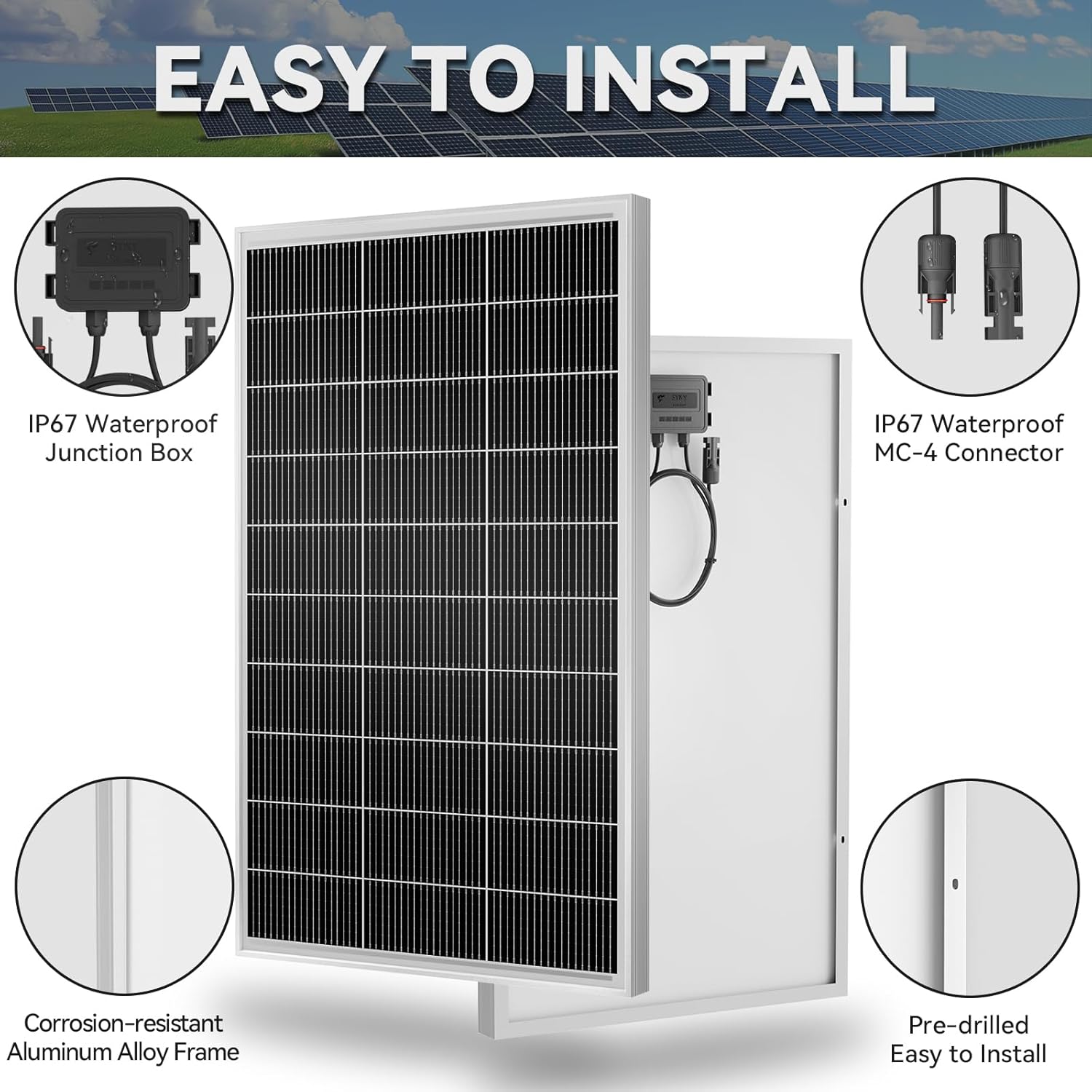 300 Watt Solar Panels, 12V 150 Watt 2 Pack, Monocrystalline Cell High-Efficiency PV Module, Solar Panels for Homes Camping RV Battery Boat Caravan and Other Off-Grid System