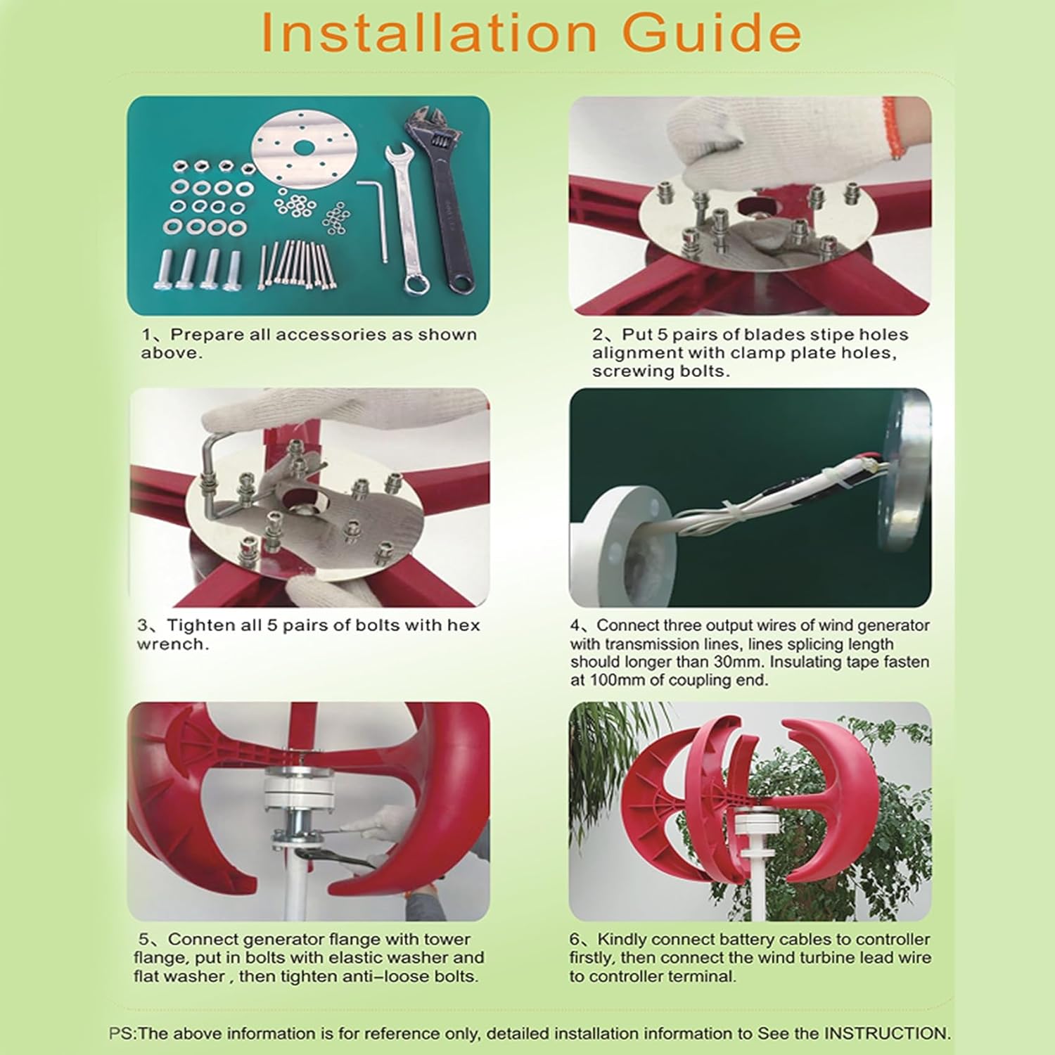 12V,BAOJUHUIKANG Lantern Type 5-Blade Wind Power Generator Kit 3000W Vertical Axis Wind Turbine Generator 12V / 24V / 48V with Controller for Roofs, Streets