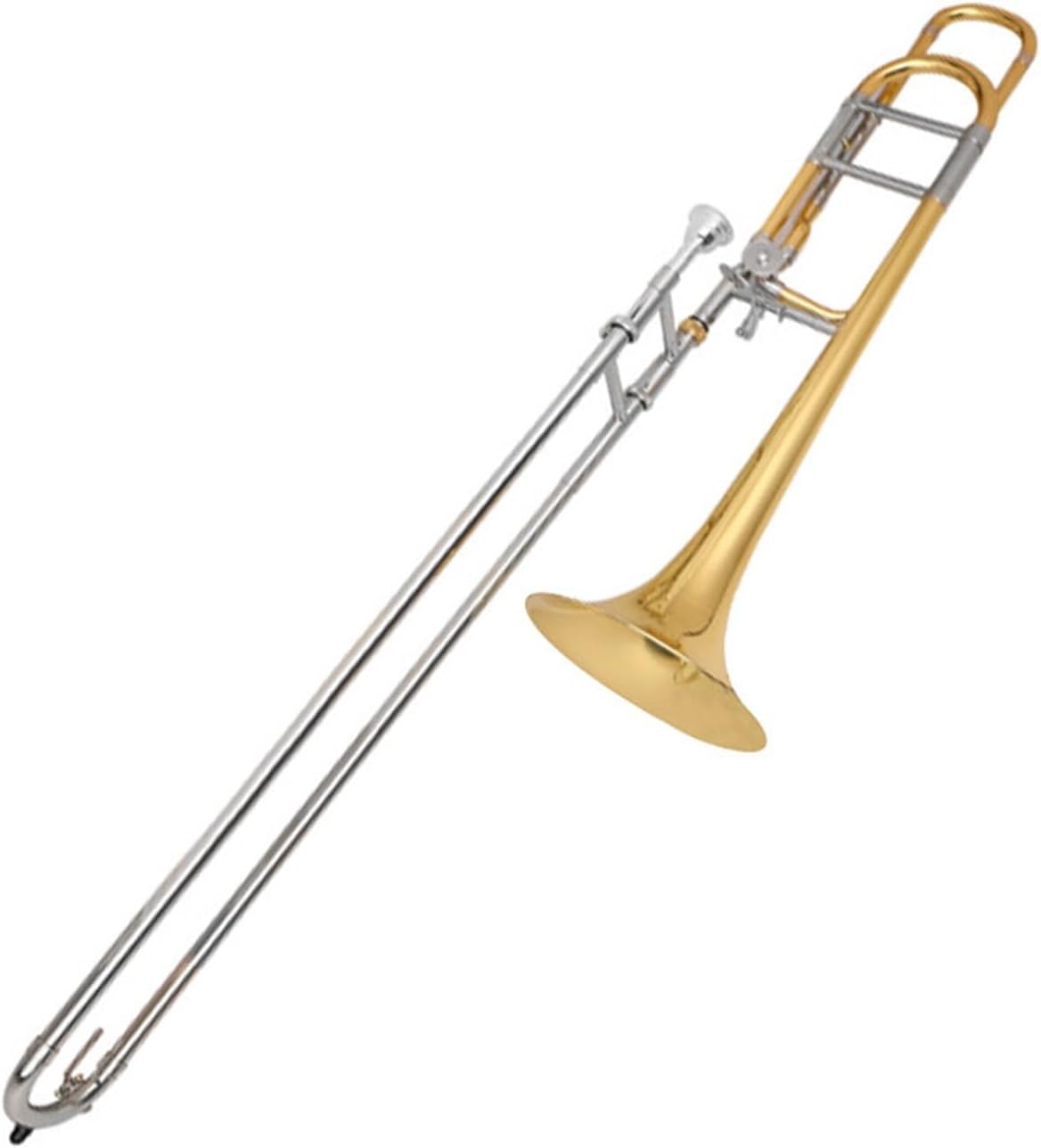 Adult Trombone Instrument Musical Instrument B/F Transposition Tenor Adult Beginner Professional Brass Trombone(White Copper)