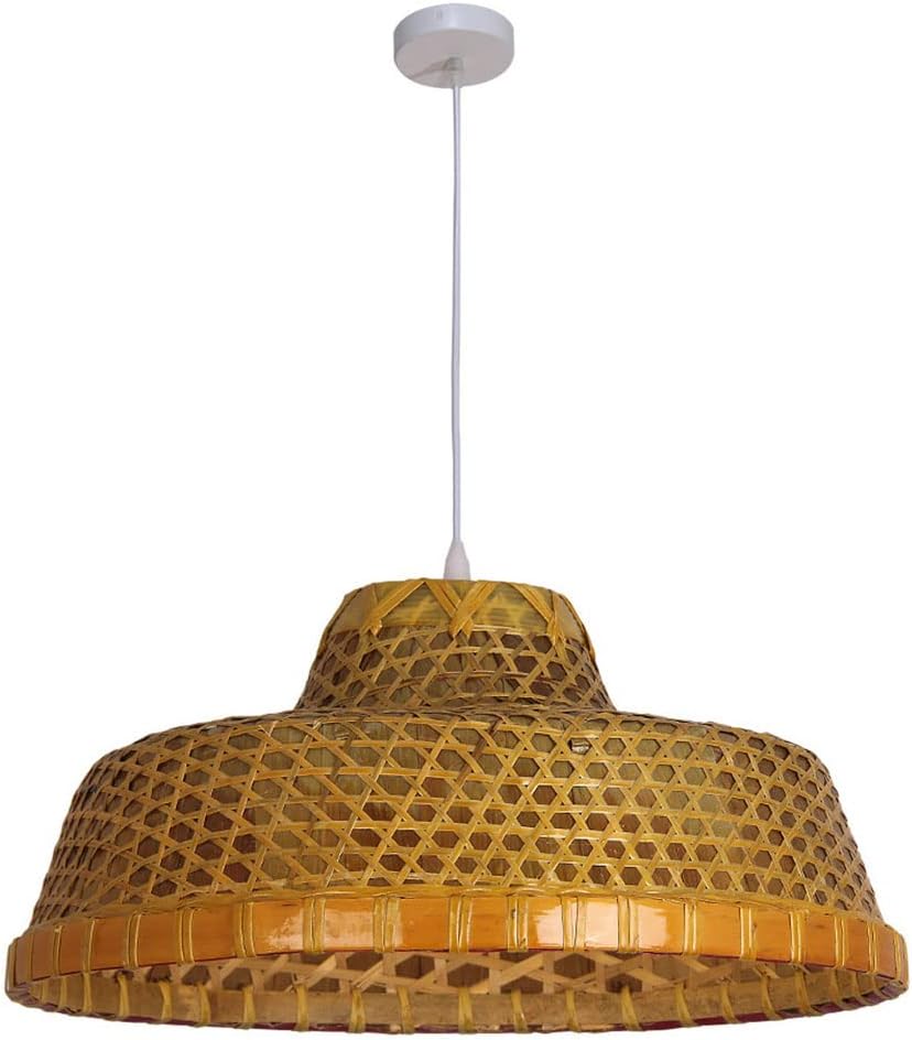 Modern Weave Wicker Hanging Lamp,Rattan Pendant Chandelier,Natural Woven Light,E27 1 Light Indoor Lighting Fixture,for Hallway Dining Room - 15.7