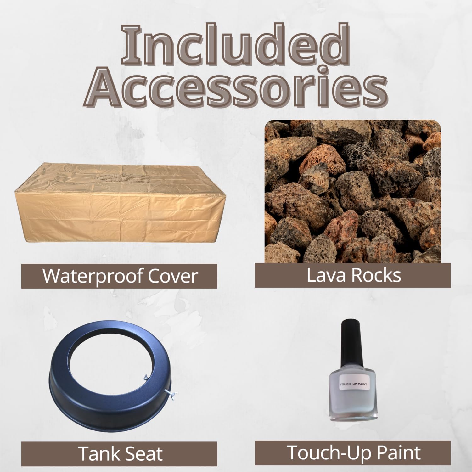 Outdoor Rectangle Propane Fire Pit Table 60Inch Magnesium Oxide White Material Outdoor Garden, Patio Cozy Evenings