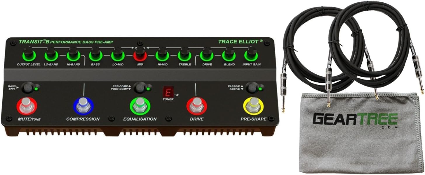 Trace Elliot 03615880 Transit B Bass Guitar Preamp Pedal w/Bag, Geartree Cloth,