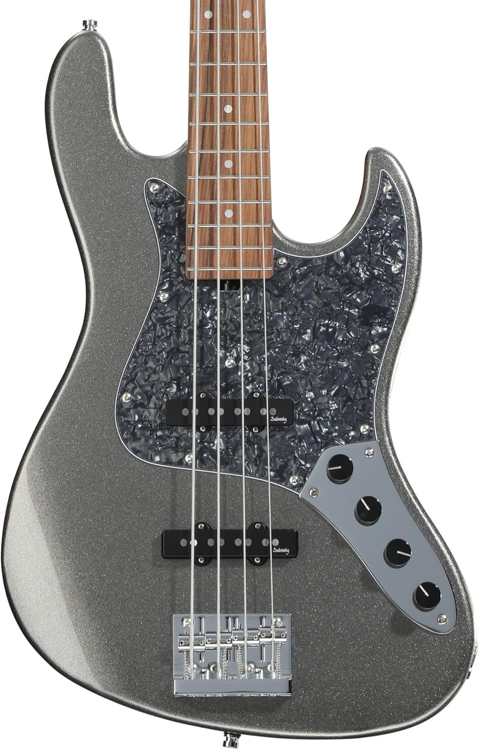 Sadowsky MetroExpress Vintage JJ Bass Guitar - Solid Silver Metallic, Morado Fingerboard
