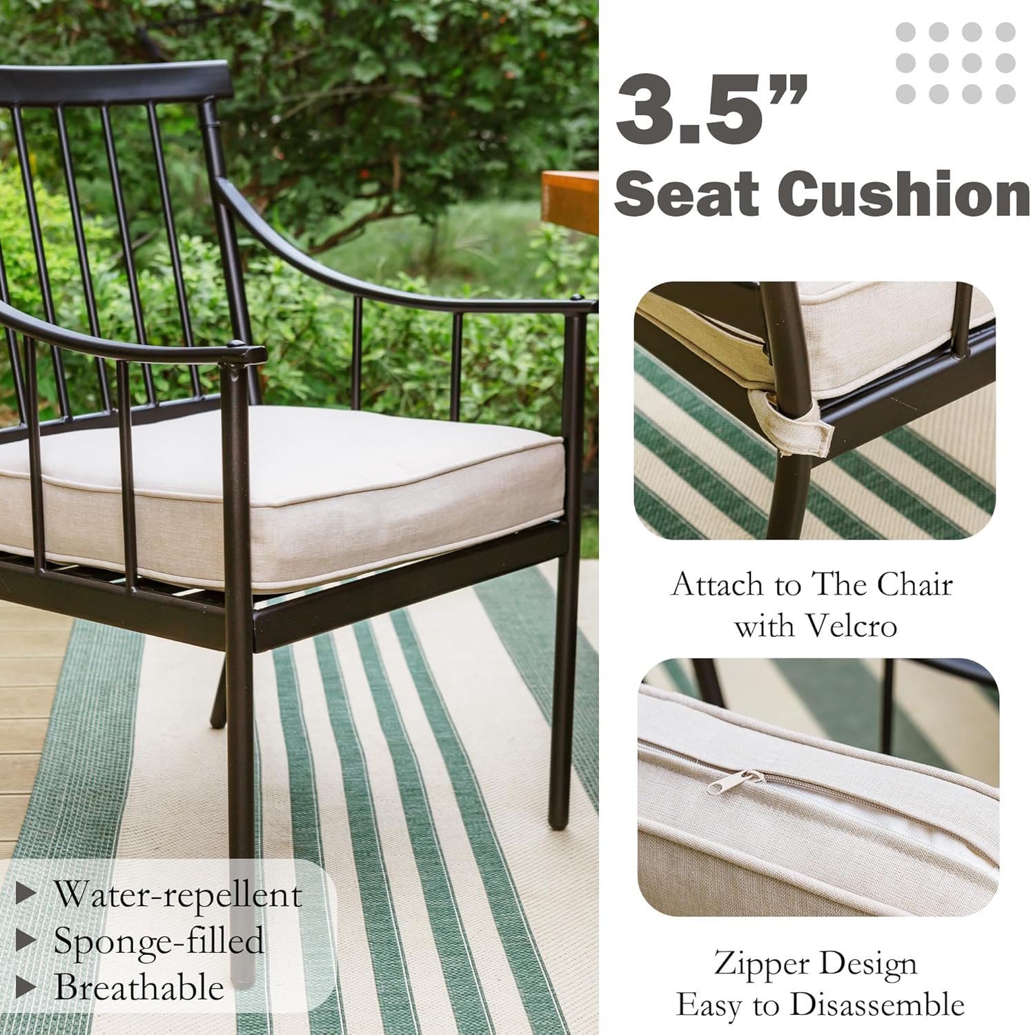 Sophia & William 5 Pieces Outdoor Dining Set with Fire Pit Table, Outdoor Patio Furniture Conversation Set with 4 Chairs & 50,000 BTU Square Propane Firepit Table for Porch Deck