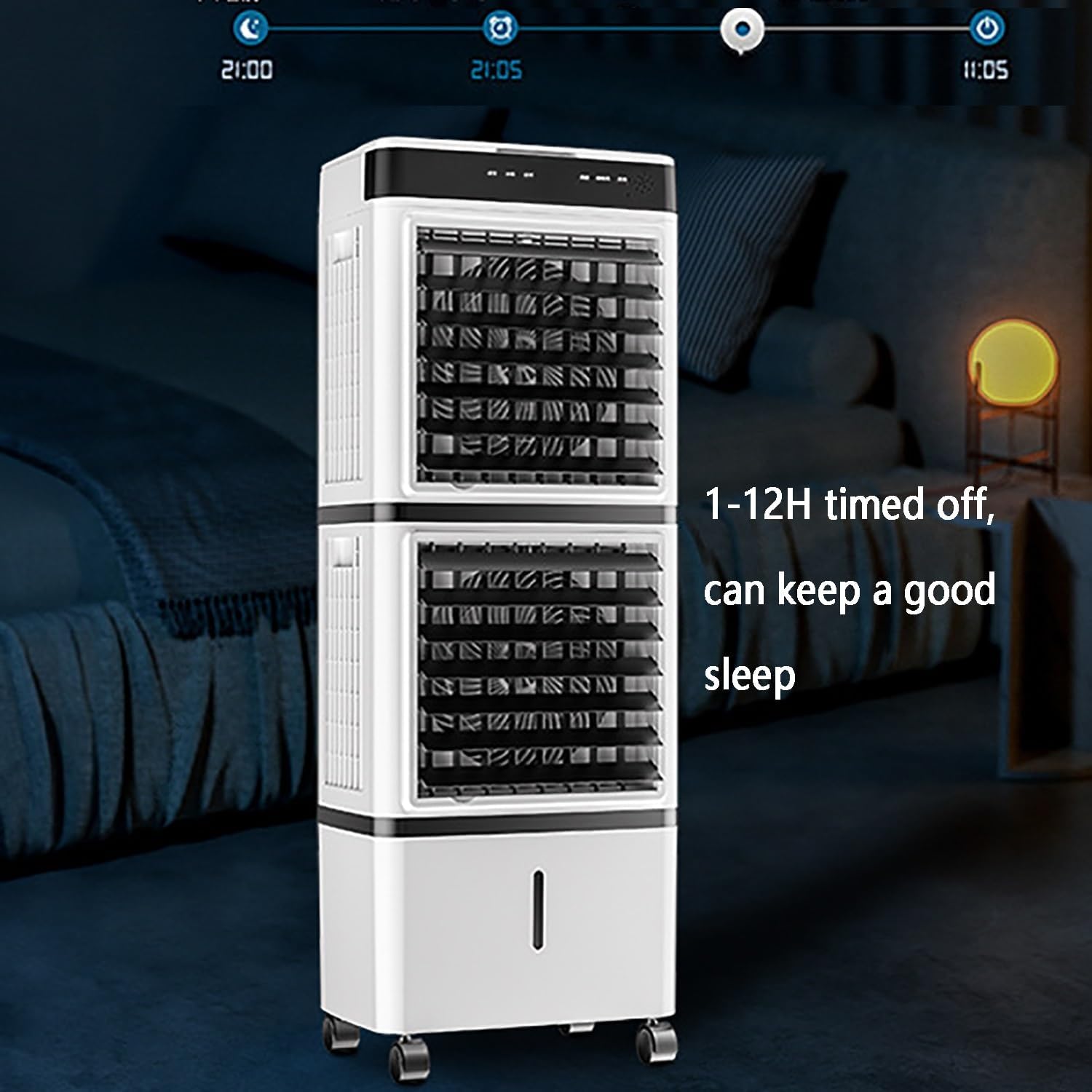 Cooling Fan/ Evaporative Air Cooler with Remote, Portable Air Conditioners Fan, Swamp Cooler with 14L Tank, 3 Speeds, 12H Timer, Tower Fan for Room Office Garage Indoor Outdoor Use(65cm(25.59in))