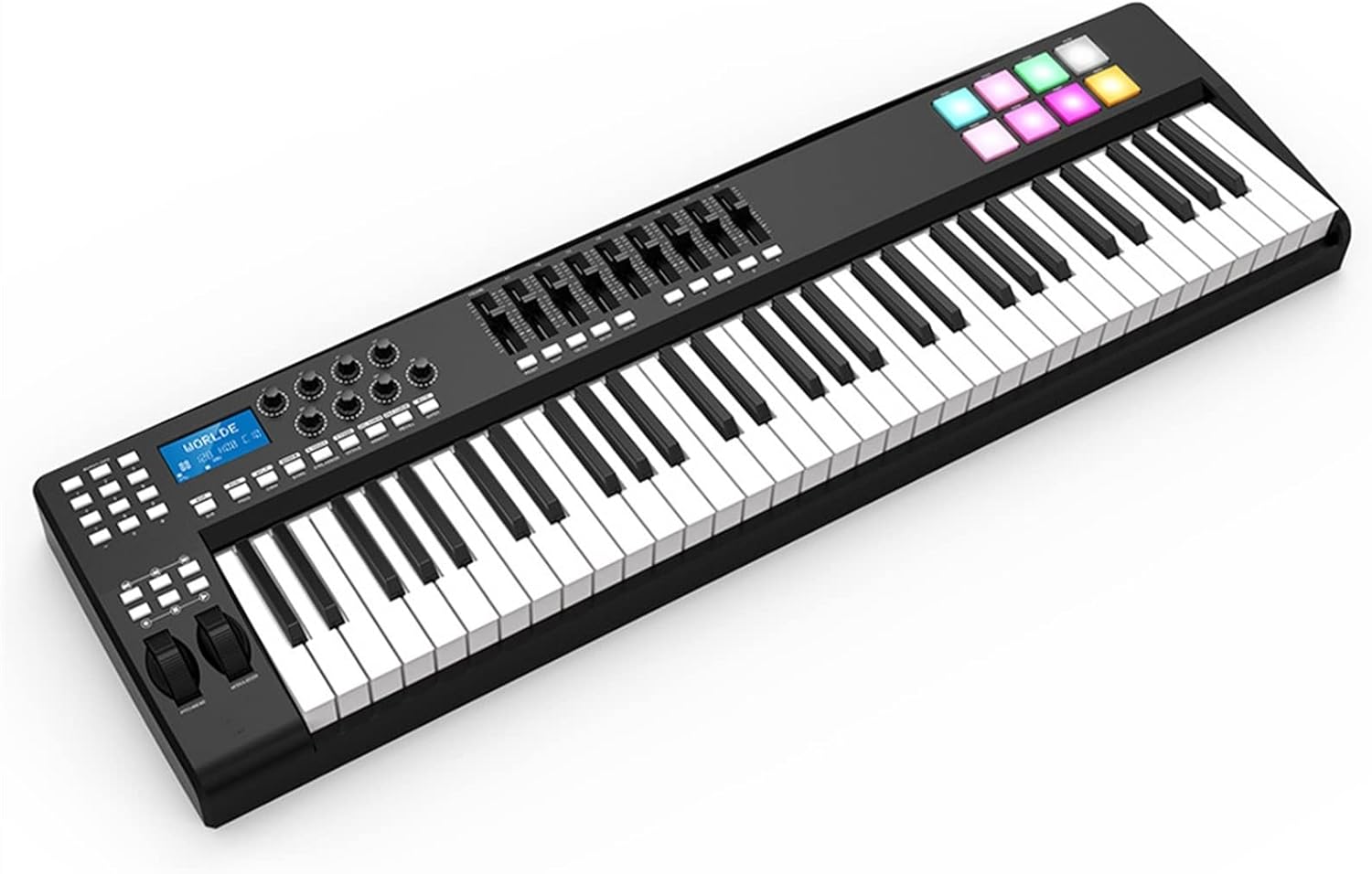KESHUO Electric Keyboard 61 Portable 61-Key USB MIDI Keyboard Controller 8 RGB Colorful Backlit Trigger Pads