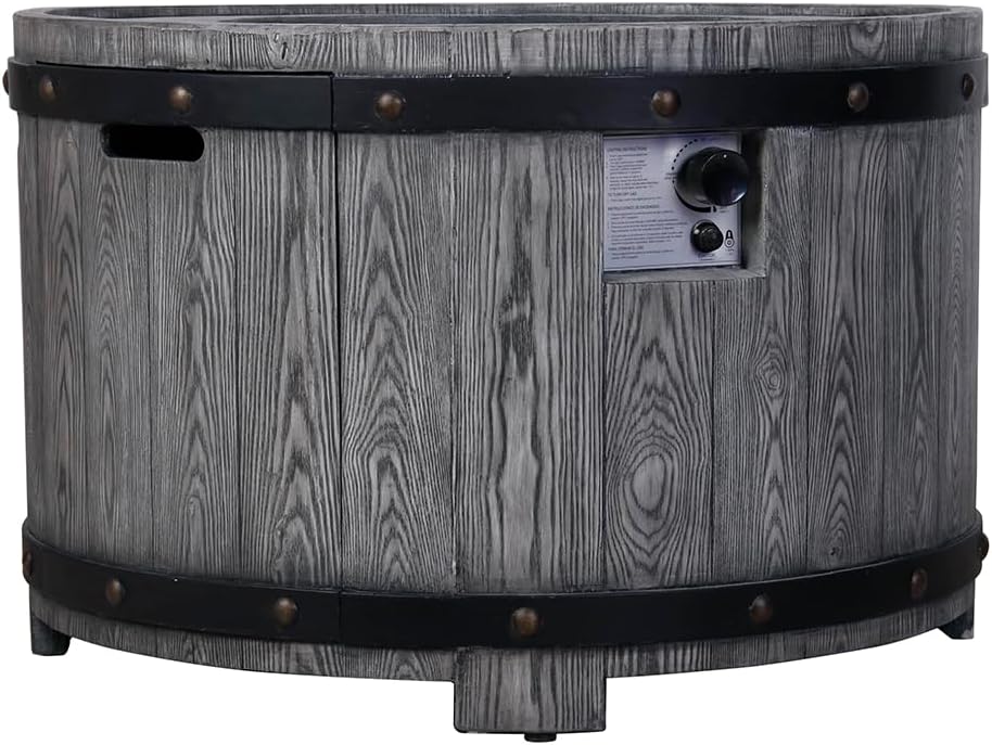 Product Faux Wood Grain Gas Fire Pit Table, Create A Wild Joy Resort On Your Patio with This Fire Pit Table, Antique Black