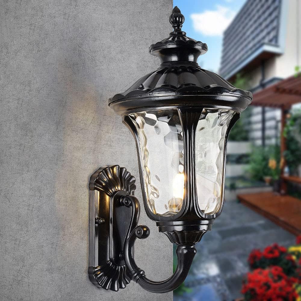 wall lamps , European Retro Industry Exterior Wall Sconce Light with Water-Grain Glass lampshade Wall Lantern Outdoor Waterproof Courtyard Corridor Wall Lamp Decorative Lighting for Exterior Walls ( C