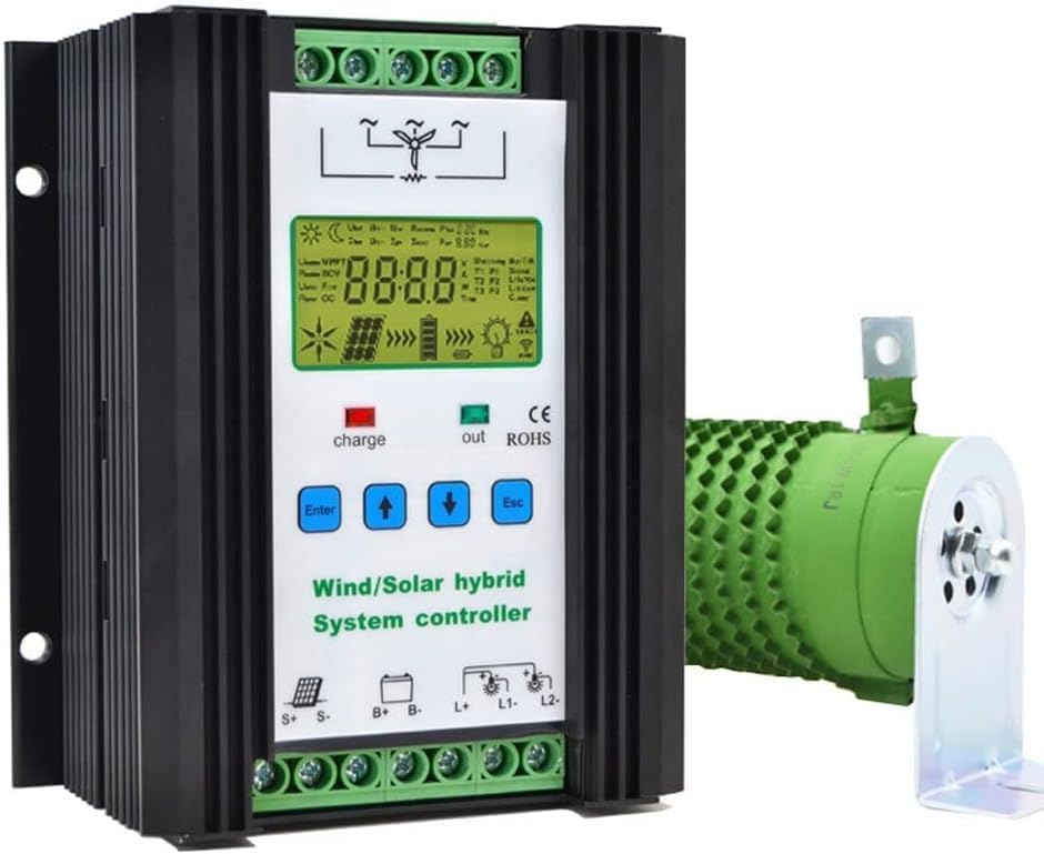 Wind Solar Hybrid Charge Controller with LCD Display 3000W,24V/48V Automatic Wind and Solar Charge Controller, 1500W Wind + 1500W Solar Wind Power Accessories Intelligent Regulator,3000W