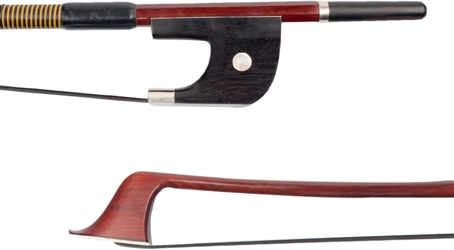 TSTS 4/4 Double Bass Bow Brazilwood Stick Ebony Frog Straight Stick Smooth Surface White Horsehair Full Size Violin Bow