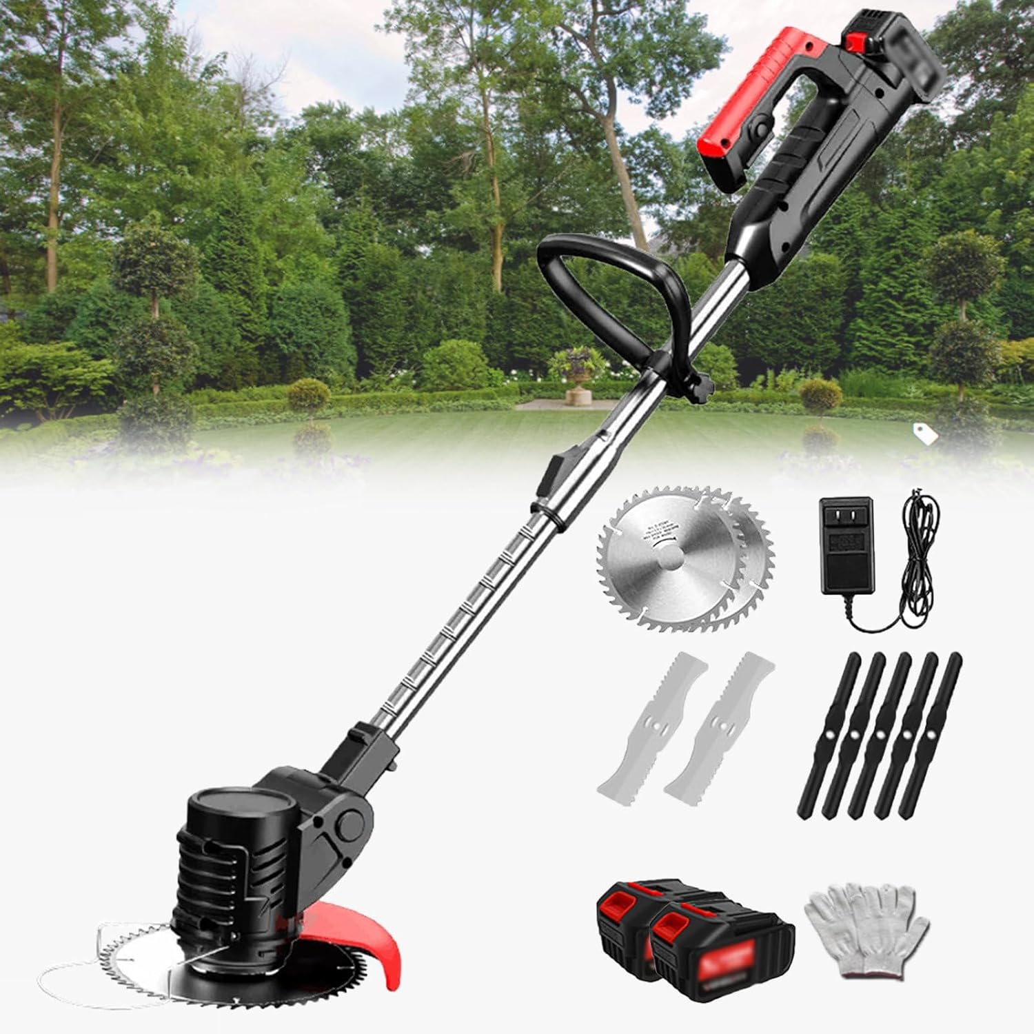 Electric Lawn Mower Robot Rotary Lawn Mower Electric Weeder Rechargeable Agricultural Home Cordless Weeder 24V Lithium Battery,24V/4.0Ah