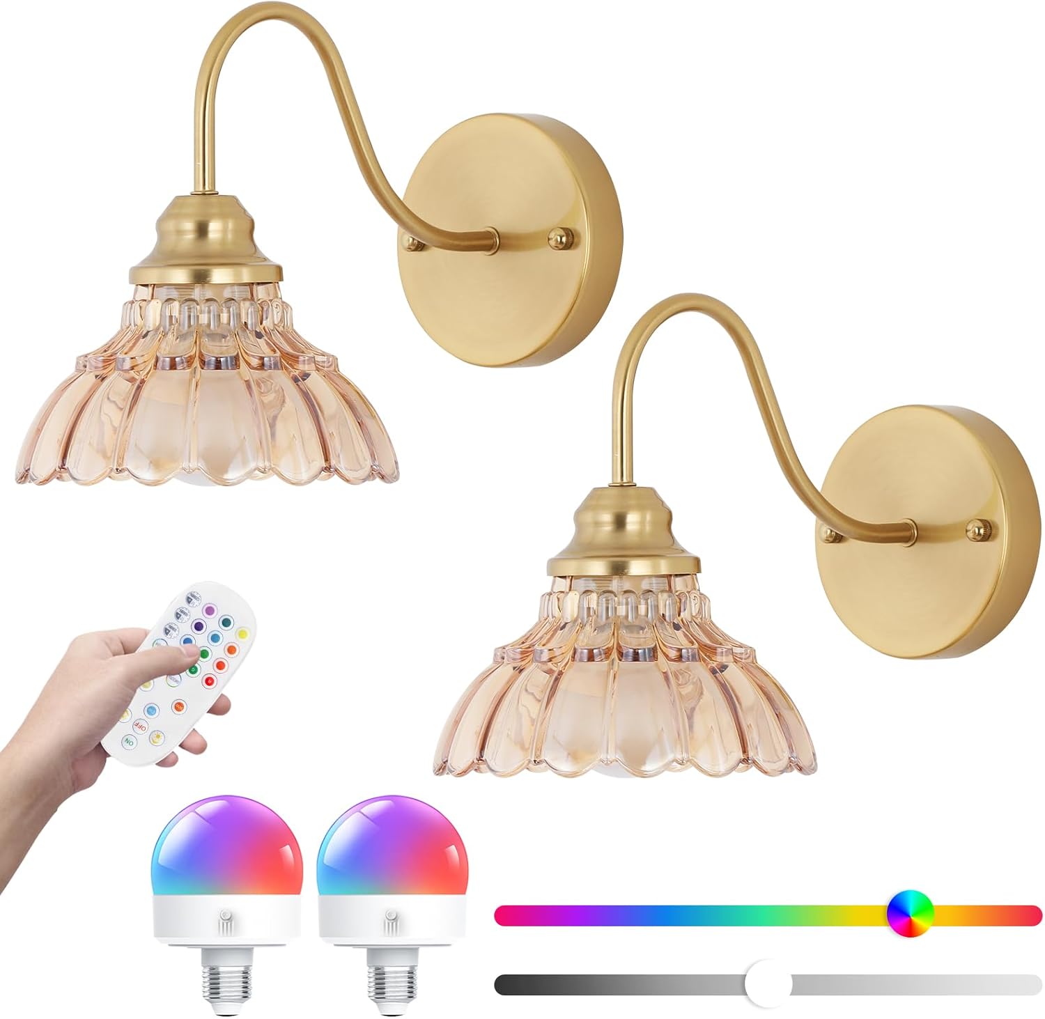 Vintage Battery Operated Wall Sconce,Rechargeable Wall Sconces Set of Two,Wireless Wall Lights with Remote,Gold Decor Wall Lamp Fixtures Dimmable for Bedroom Living Room Bathroom Hallway Farmhouse