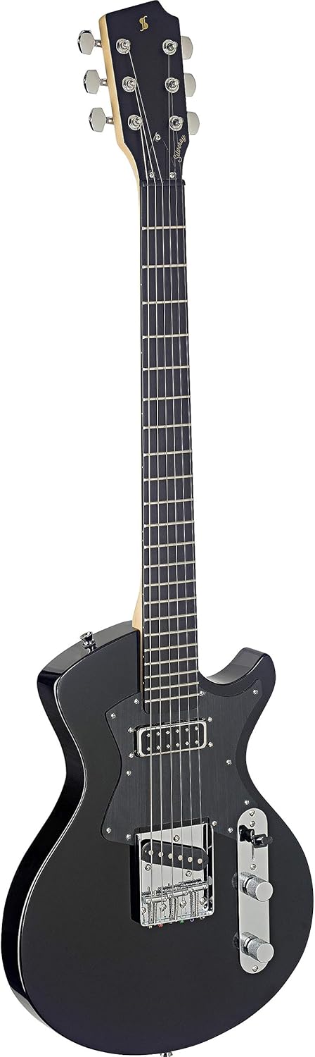 Stagg 6 String Solid-Body Electric Guitar, Right, Full (SVY CST BK)